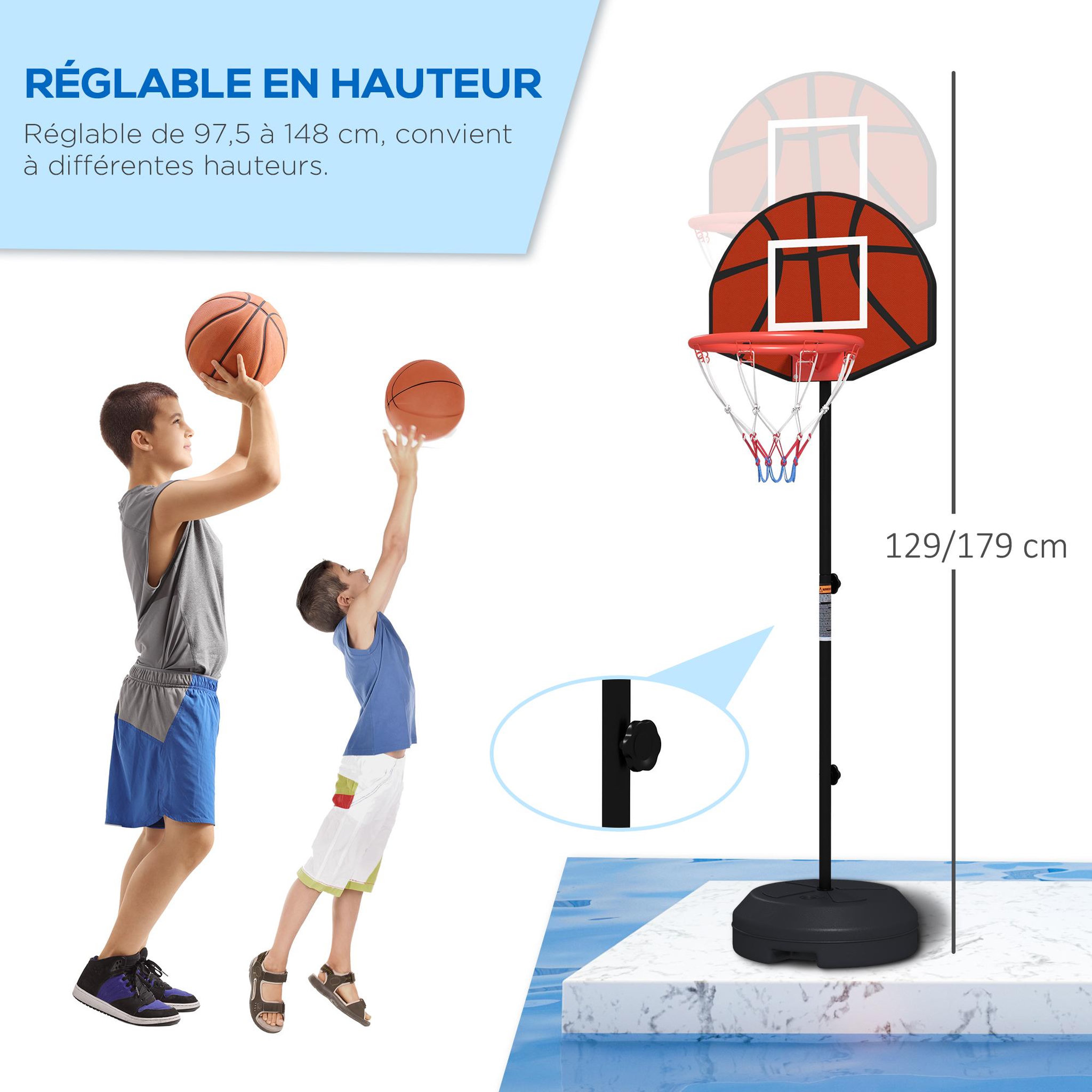 Voir la diapositive 5 : HOMCOM Support panier de basket-ball jeu de 6 fléchettes magnétiques 2 en 1