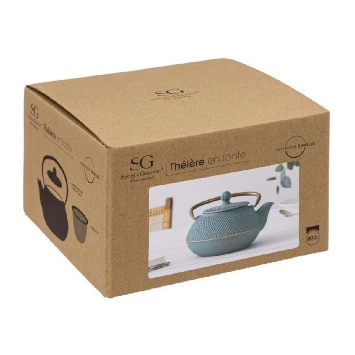 SECRET DE GOURMET Théière en Fonte  Jade  80cl Vert