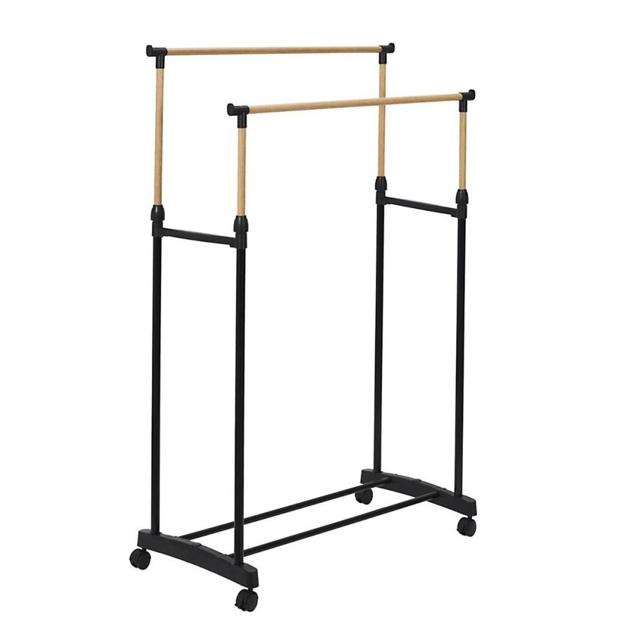 The Home Deco Factory Portant double à roulettes effet bois