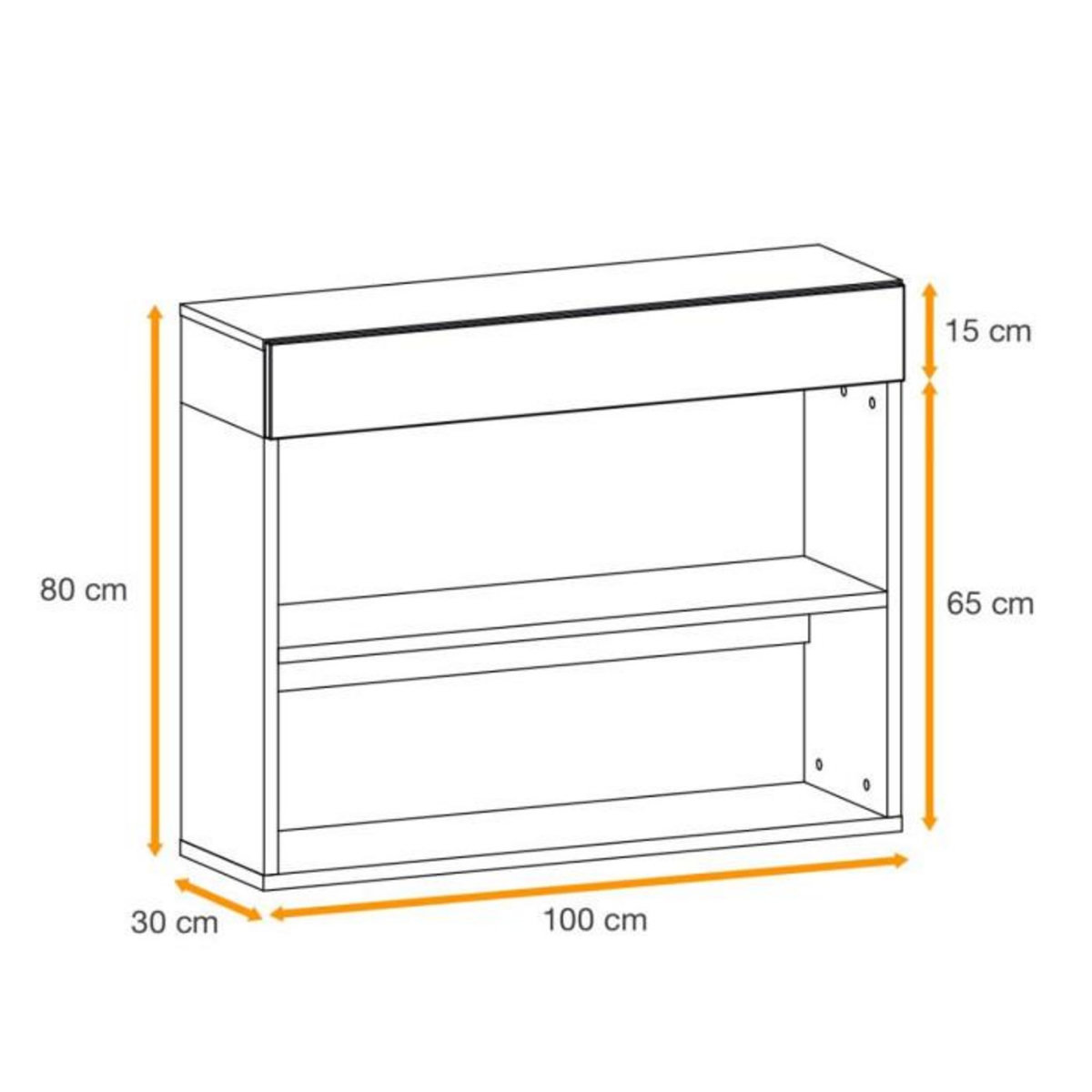 Paris Prix Étagère Murale 2 Niveaux & Tiroir  Easy  100cm Noir