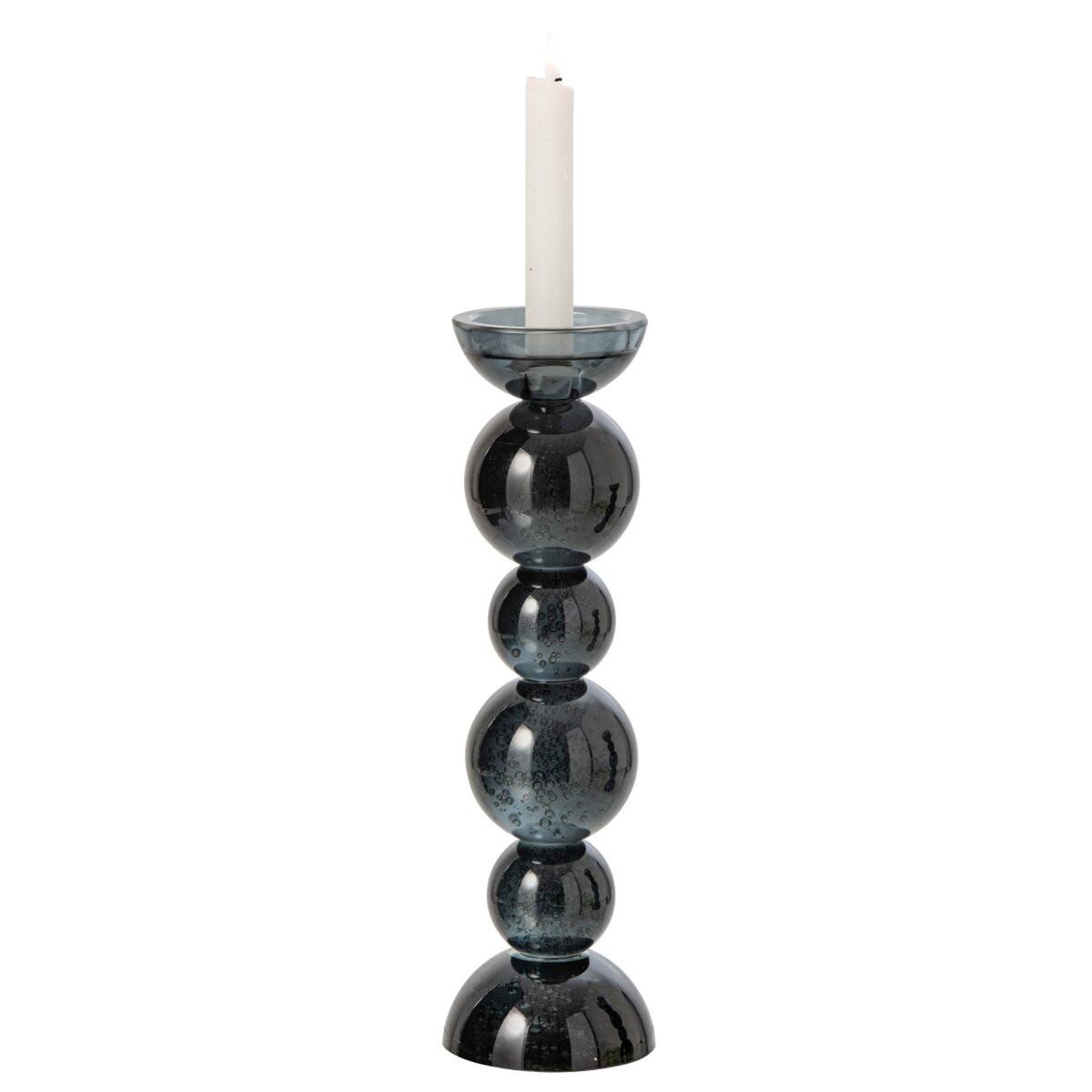 Voir la diapositive 2 : J-LINE Bougeoir Boules en Verre  Dimitri  35cm Bleu Pétrole