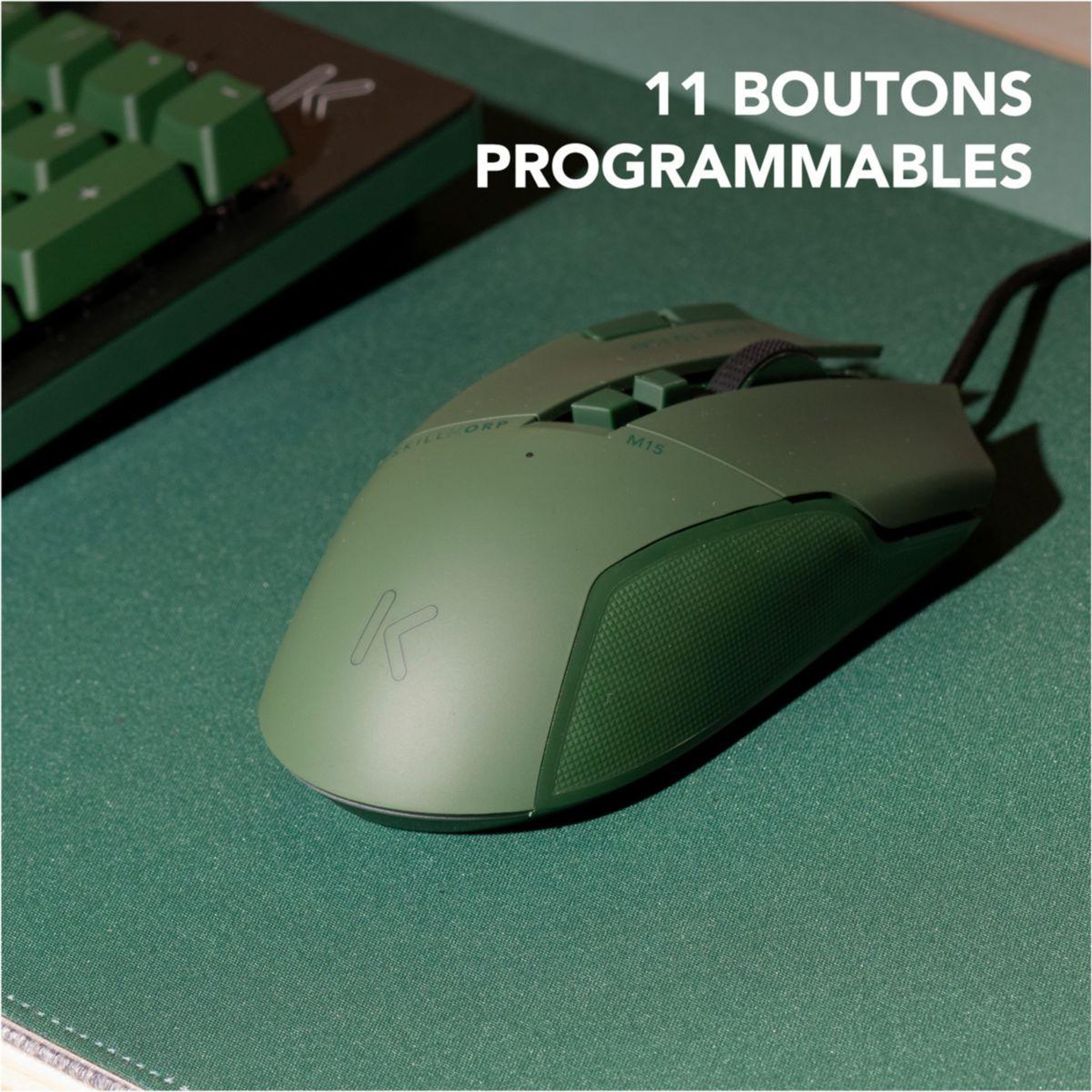 Voir la diapositive 4 : SKILLKORP Souris Gamer Filaire M15 VERTE V2 Progress
