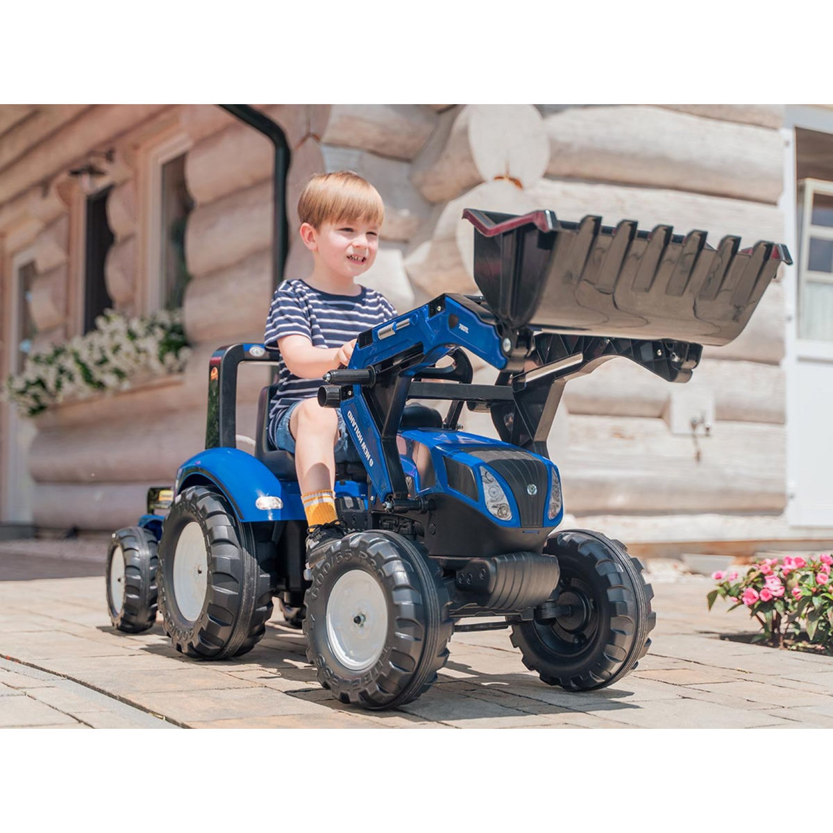 FALK Tractopelle enfant New Holland avec remorque 3 à 7 ans - Falk