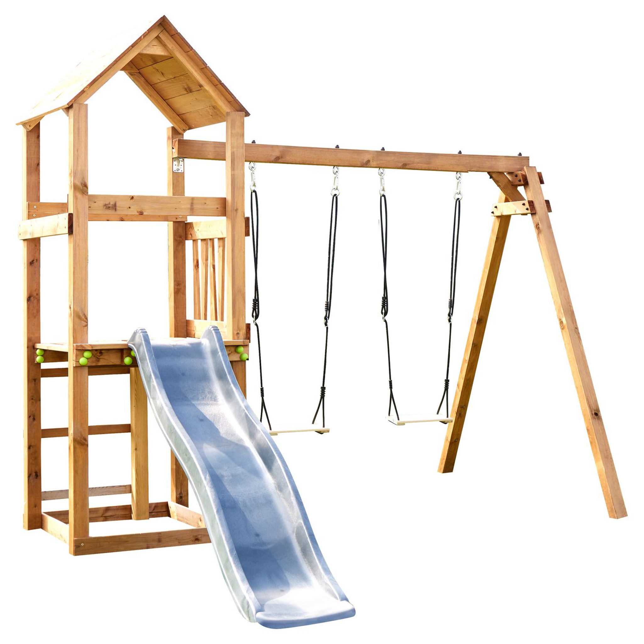 Voir la diapositive 4 : Soulet Aire de jeux avec toboggan - Bois - H2,36m - NOUMEA