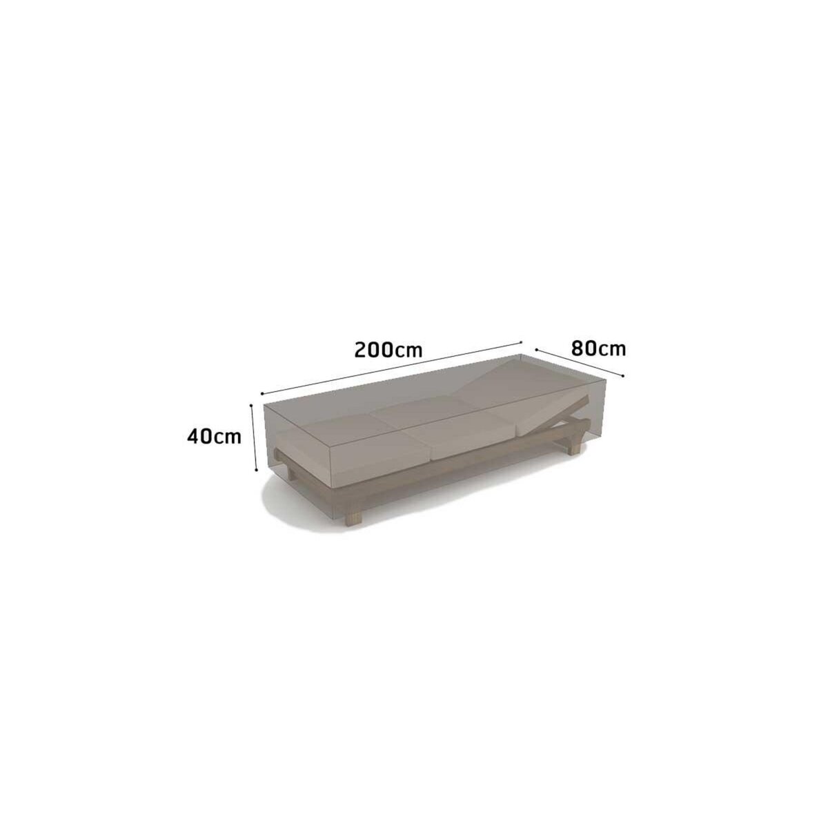 Nortene Housse de protection pour chaise longue COVERTOP - Taupe - 200 x 80 x 40 cm