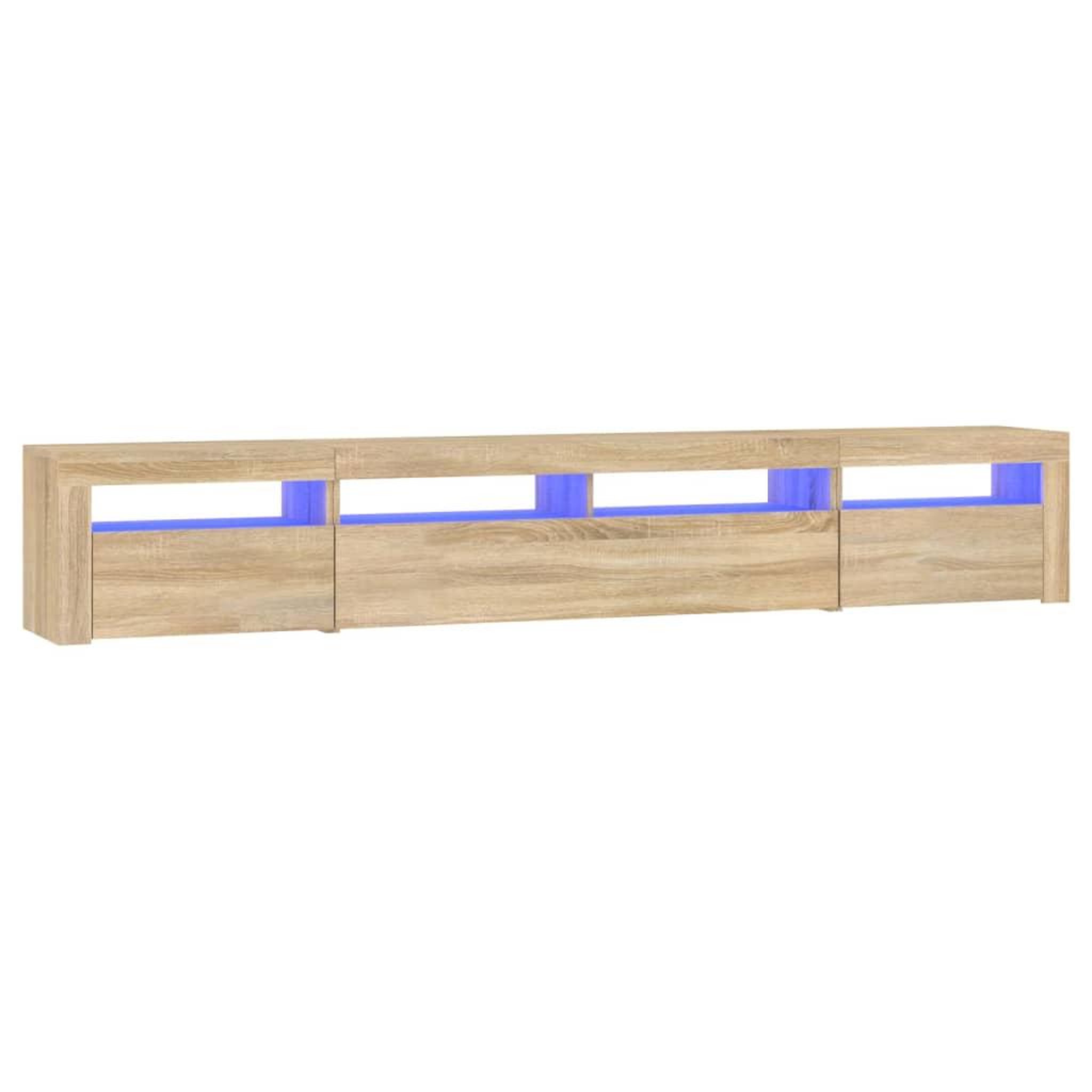 Voir la diapositive 2 : VIDAXL Meuble TV avec lumieres LED Chene sonoma 240x35x40 cm