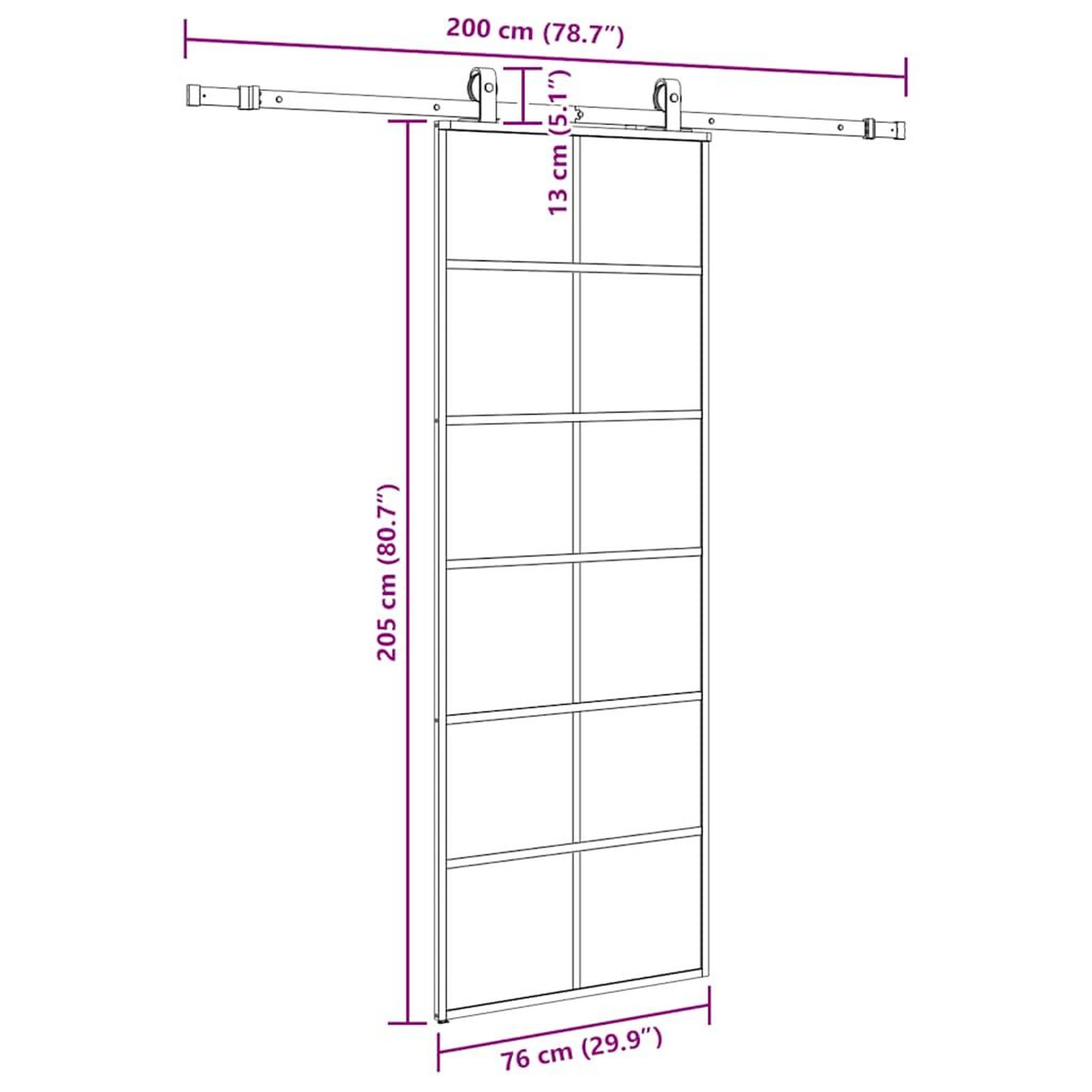 Voir la diapositive 6 : VIDAXL Porte coulissante kit de quincaillerie noir 76x205 cm verre ESG