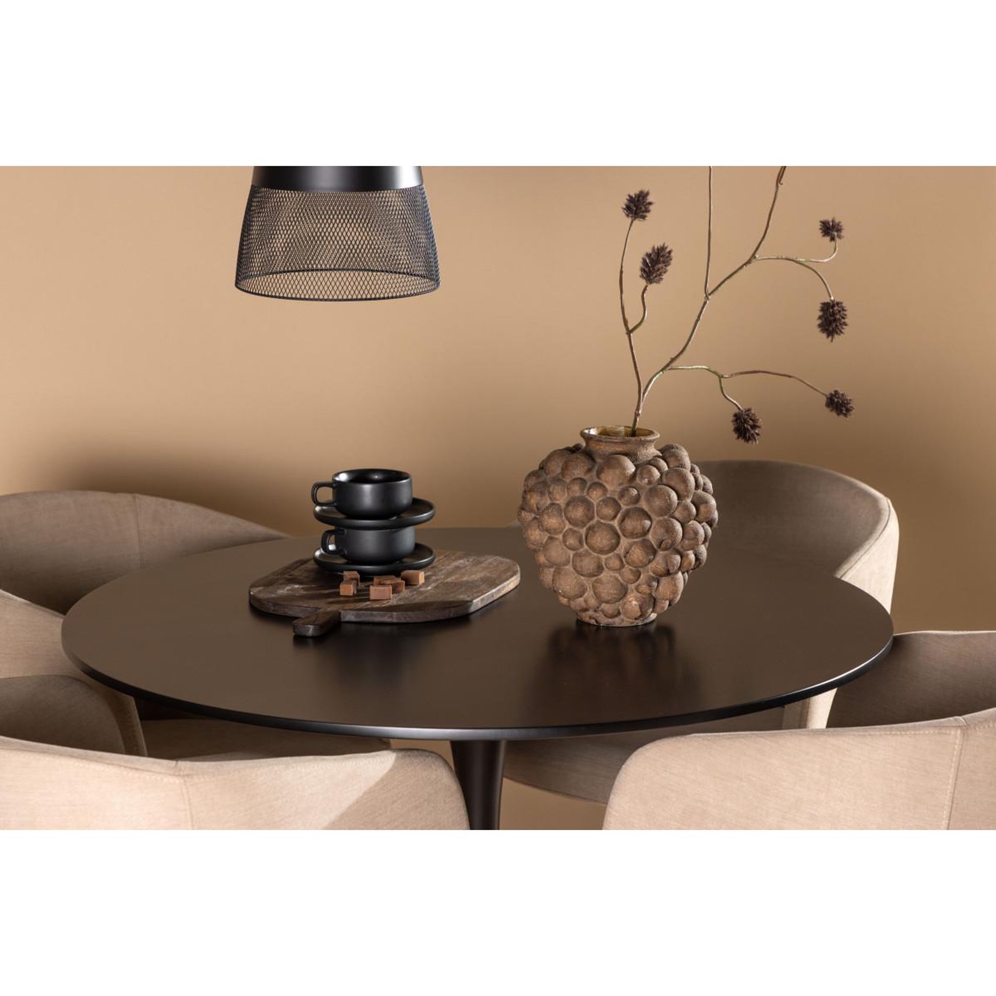 Voir la diapositive 6 : Paris Prix Ensemble table à manger & 4 chaises  glade & berit  100cm noir & beige