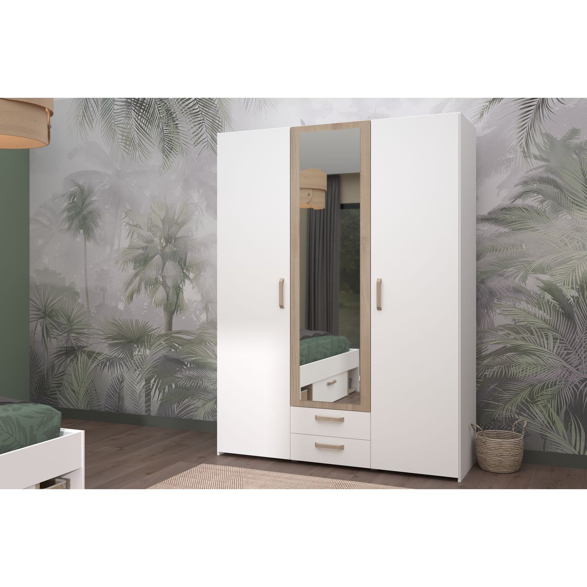 Voir la diapositive 9 : Armoire 3 portes 1 miroir 2 tiroirs SANDRINE