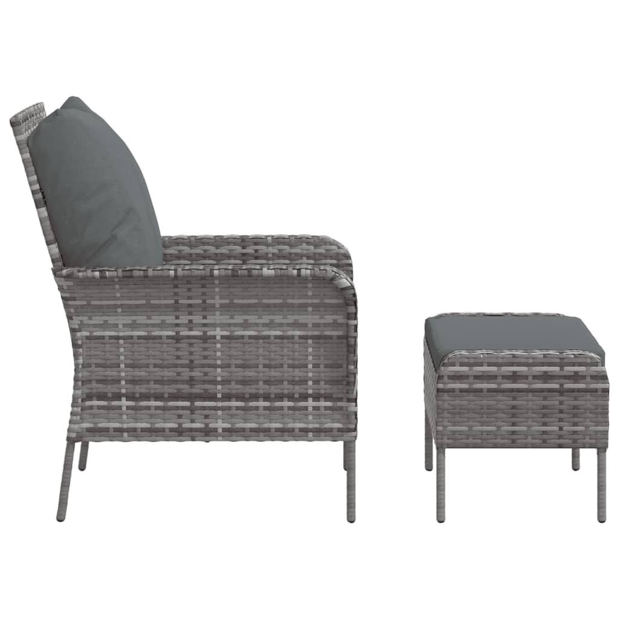 Voir la diapositive 4 : VIDAXL Chaise de jardin avec tabouret gris resine tressee
