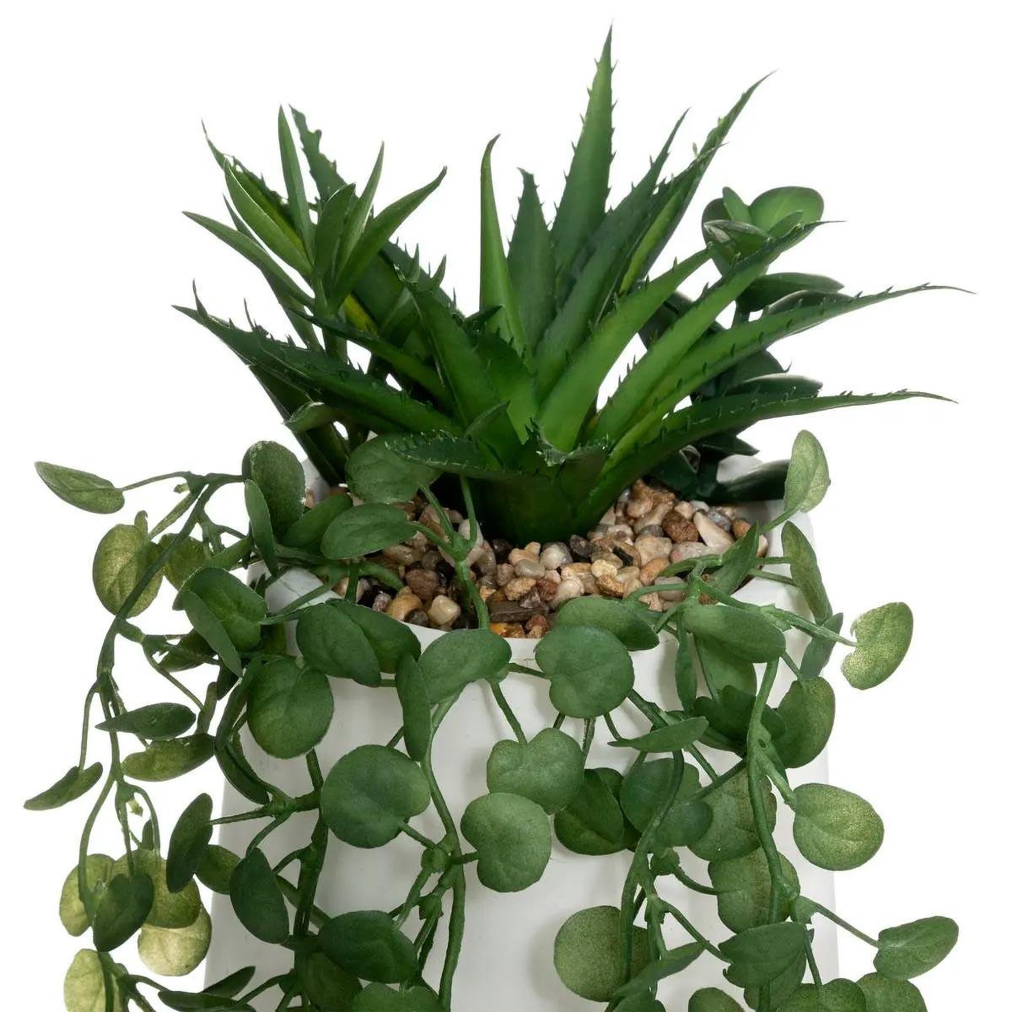 Voir la diapositive 2 : ATMOSPHERA Plante artificielle en pot  compo  33cm blanc & vert