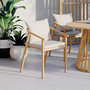 Voir la diapositive 2 : ID MARKET Lot de 4 chaises de jardin MALTA structure en métal effet bois, lanières et coussins beiges