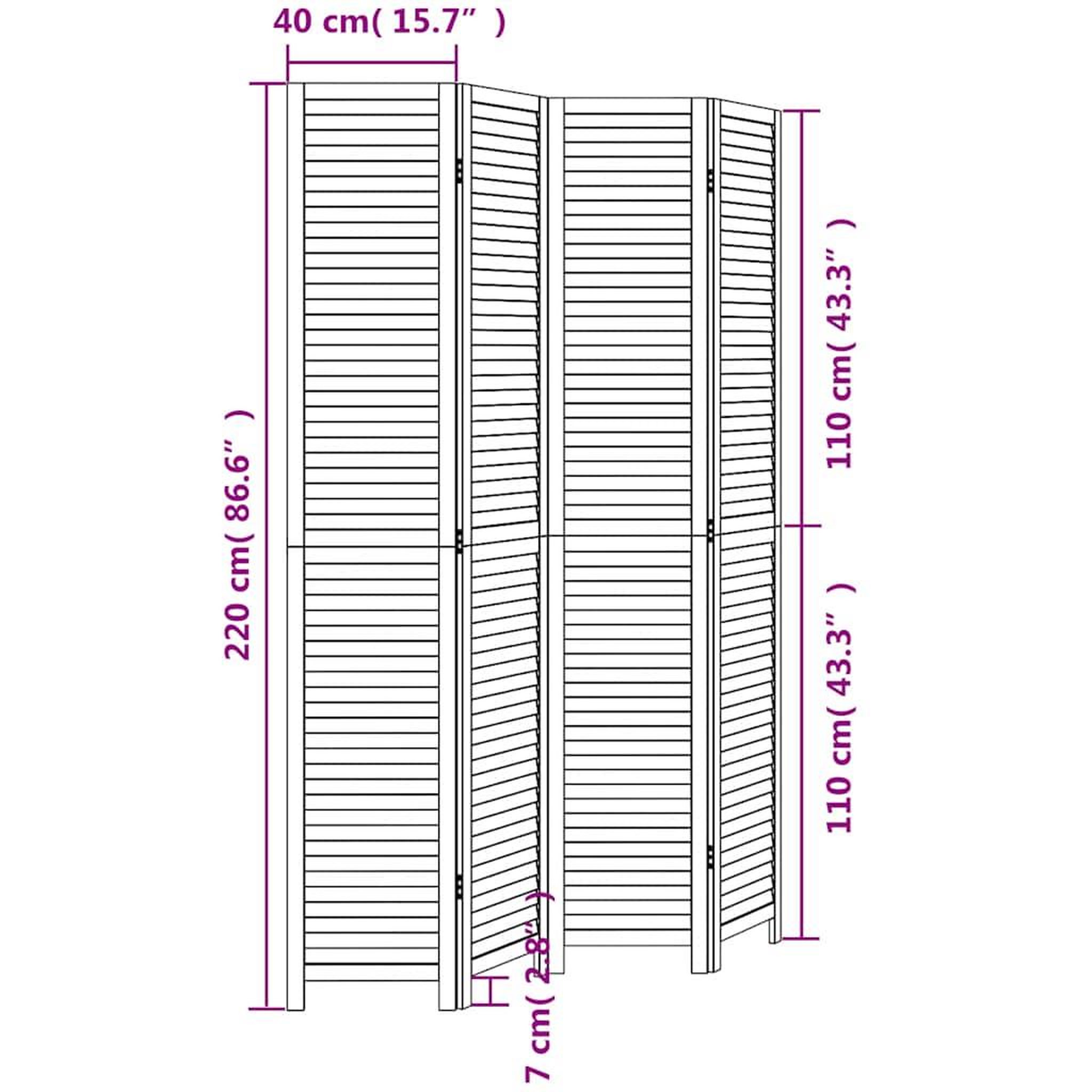 Voir la diapositive 6 : VIDAXL Cloison de separation 4 panneaux blanc bois de paulownia massif