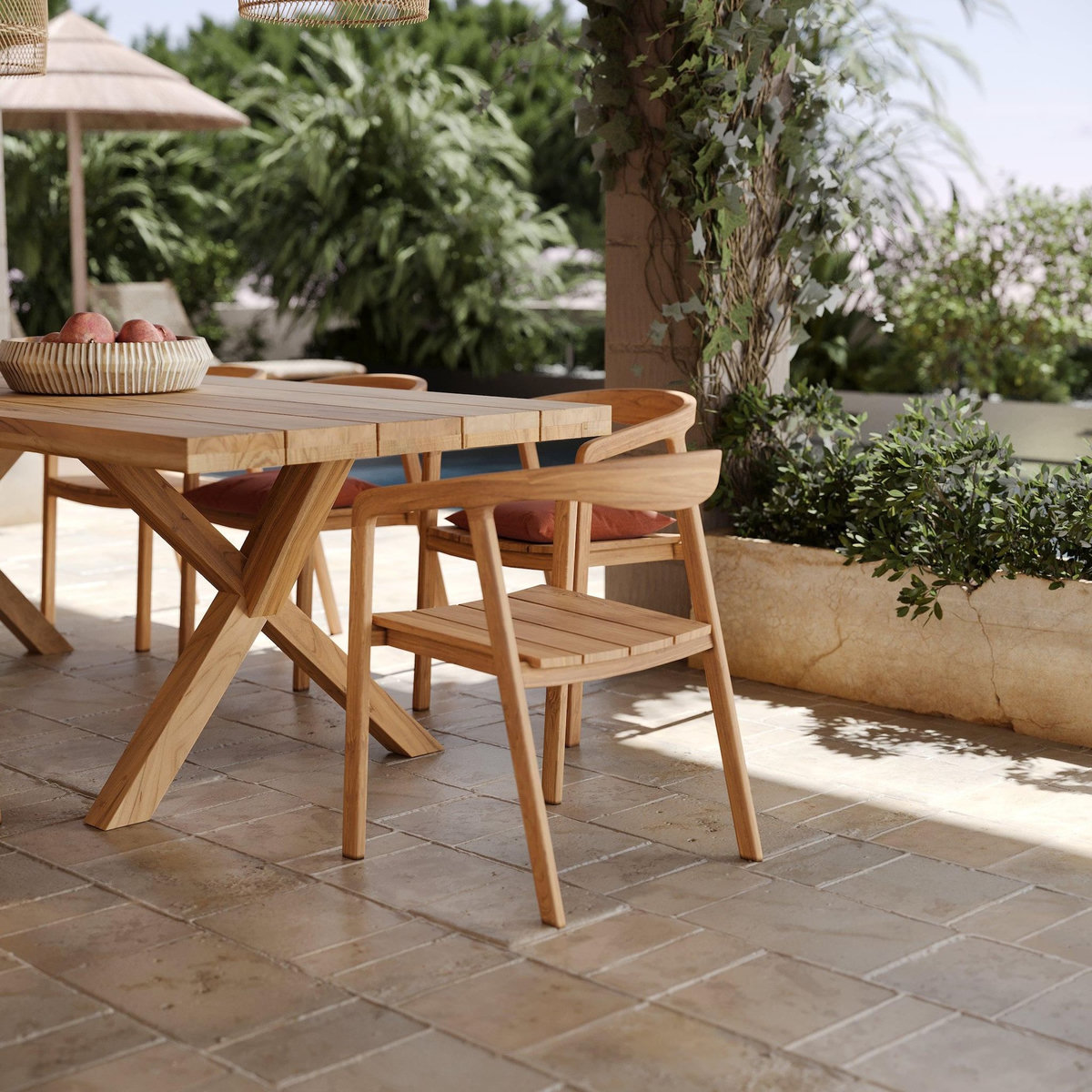 Rendez vous déco Table et chaises de jardin 8 personnes en teck massif-Soraya