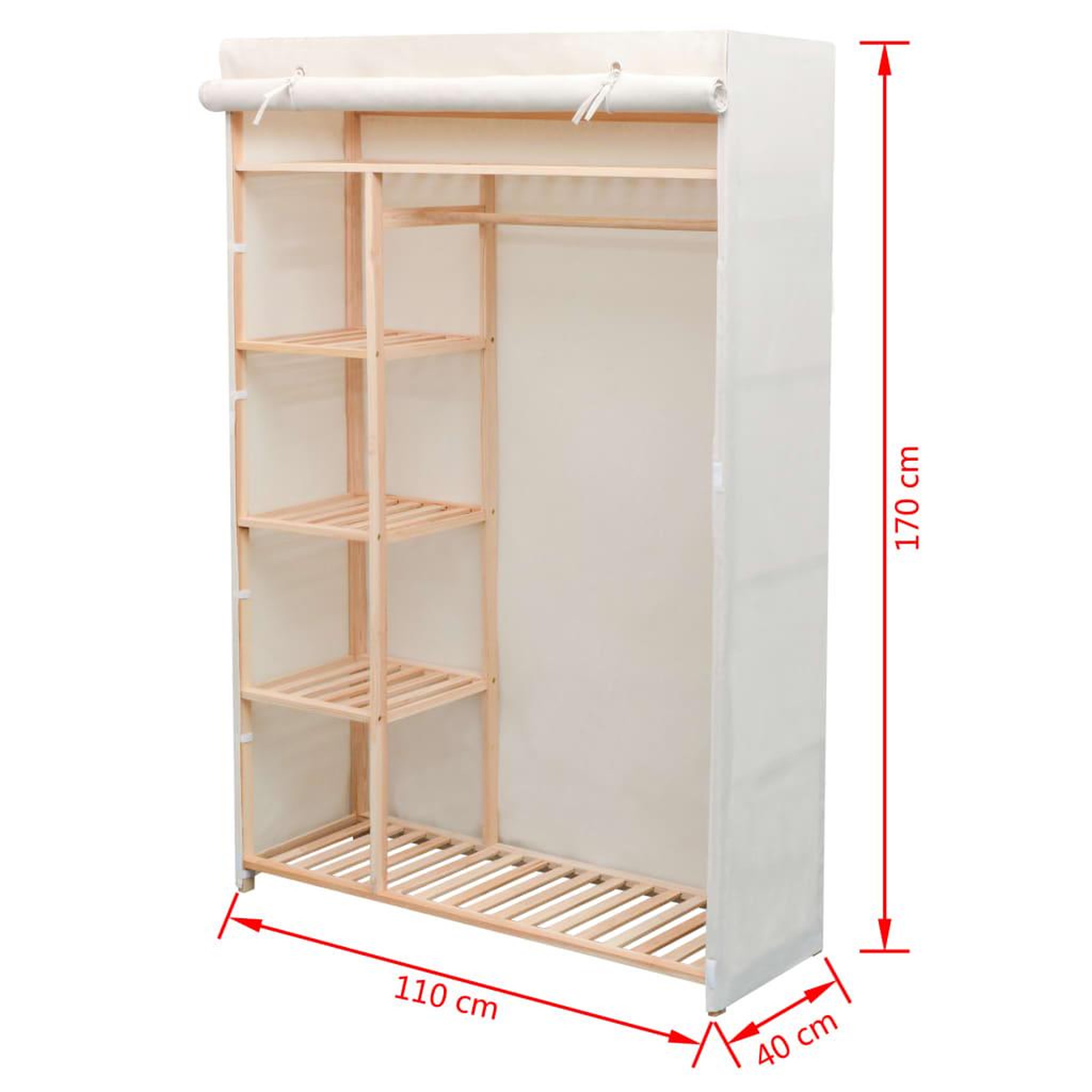 Voir la diapositive 6 : VIDAXL Garde-robe en tissu et bois de pin 110x40x170 cm