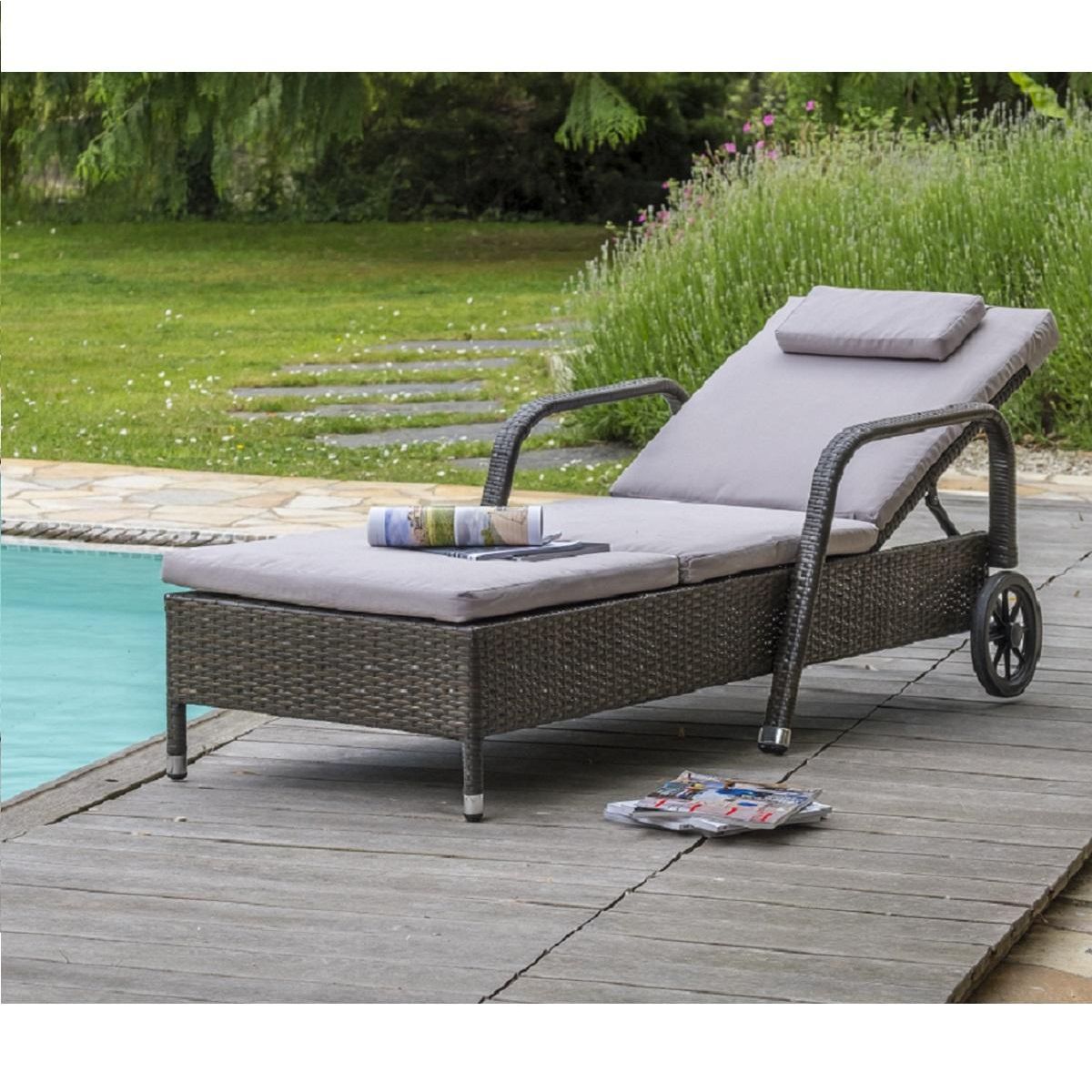 DCB GARDEN Lot de 2 bains de soleil chocolat MONACO