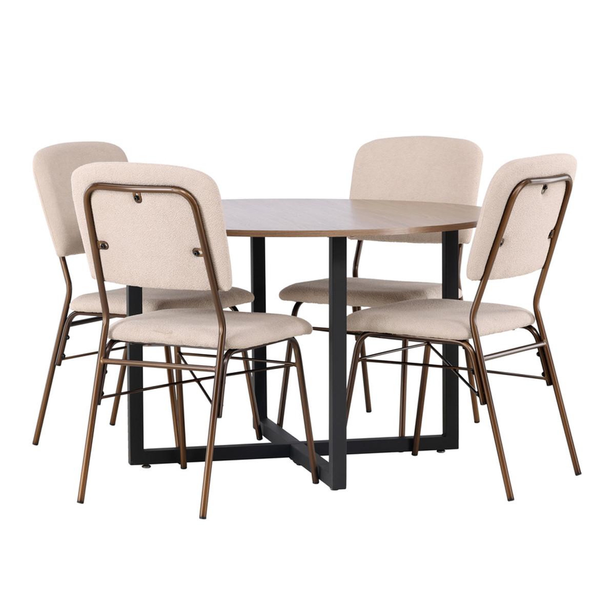 Paris Prix Ensemble table à manger & 4 chaises  durango & rosie  120cm noyer & beige