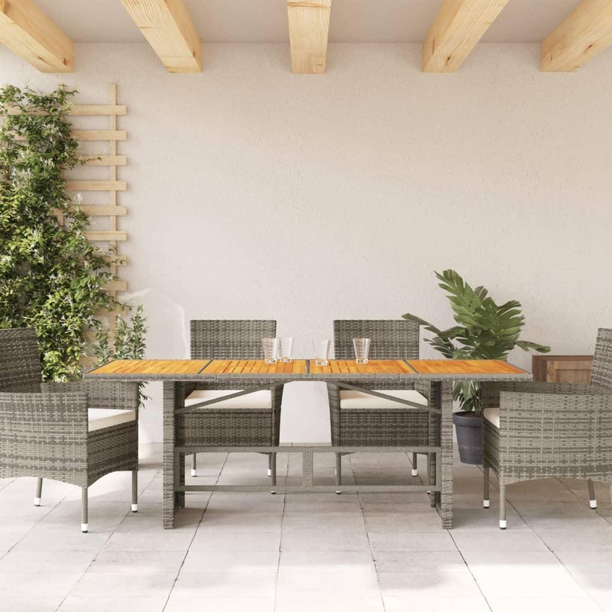Voir la diapositive 3 : VIDAXL Table de jardin avec dessus en bois d'acacia gris 190x80x74 cm