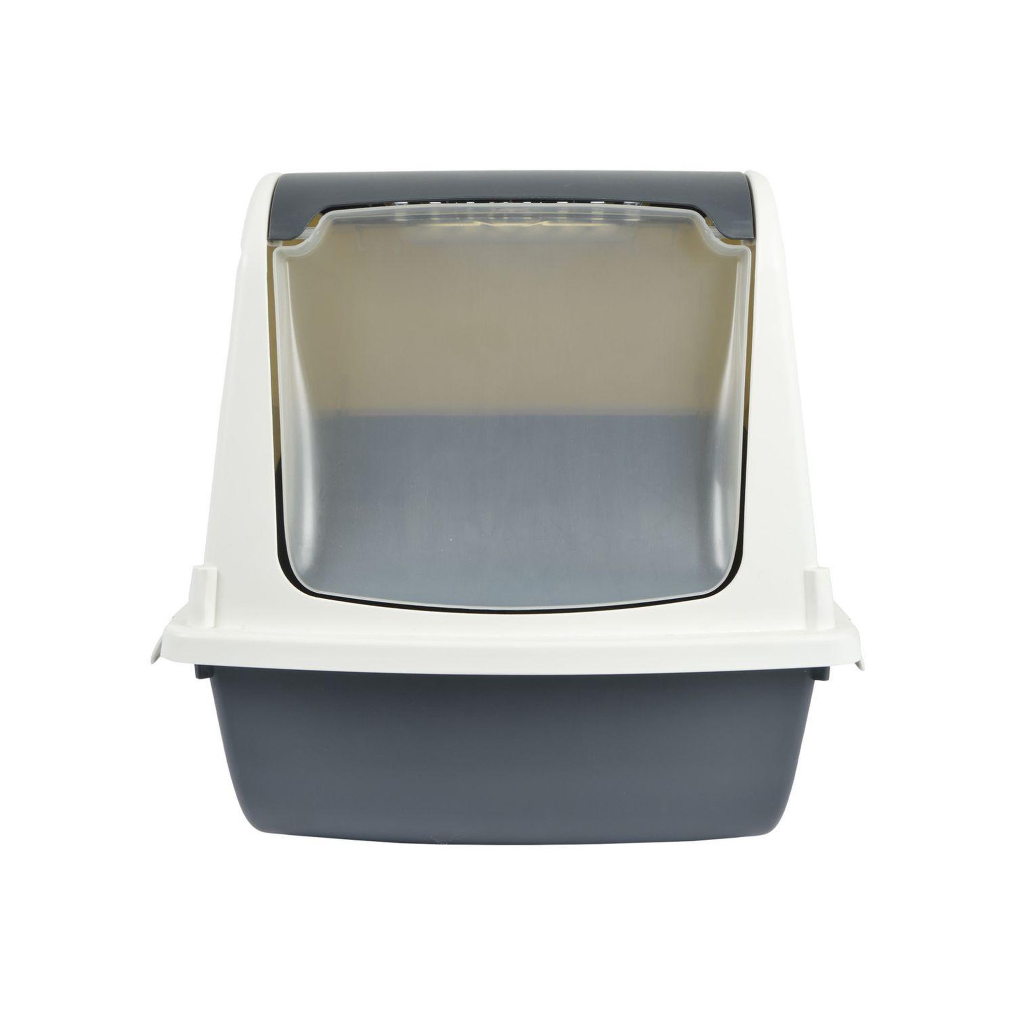 Voir la diapositive 3 : LOVE STORY Maison de toilette litière pour chat avec pelle socks - blanc et gris anthracite
