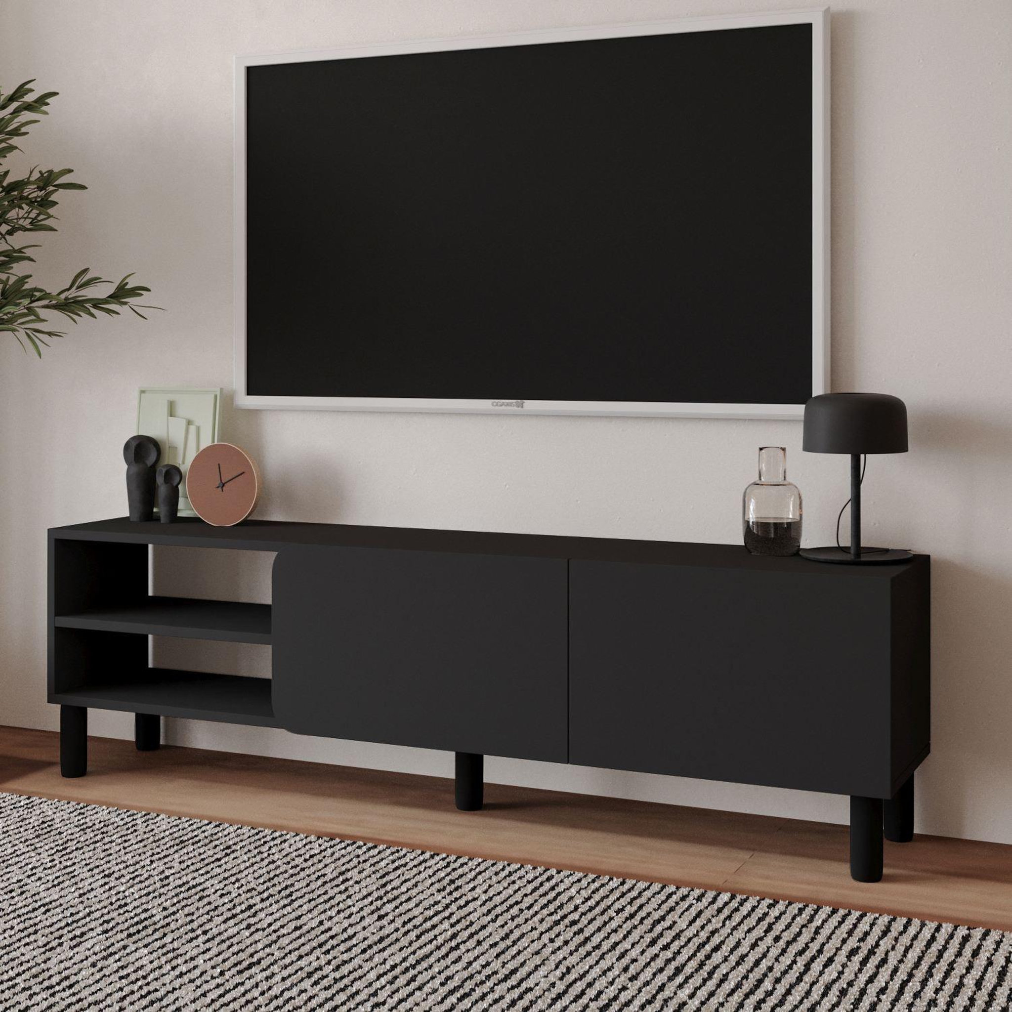 Voir la diapositive 4 : Habitat et Jardin Meuble tv en bois  river  - 150 x 31.4 x 48.2 cm - anthracite