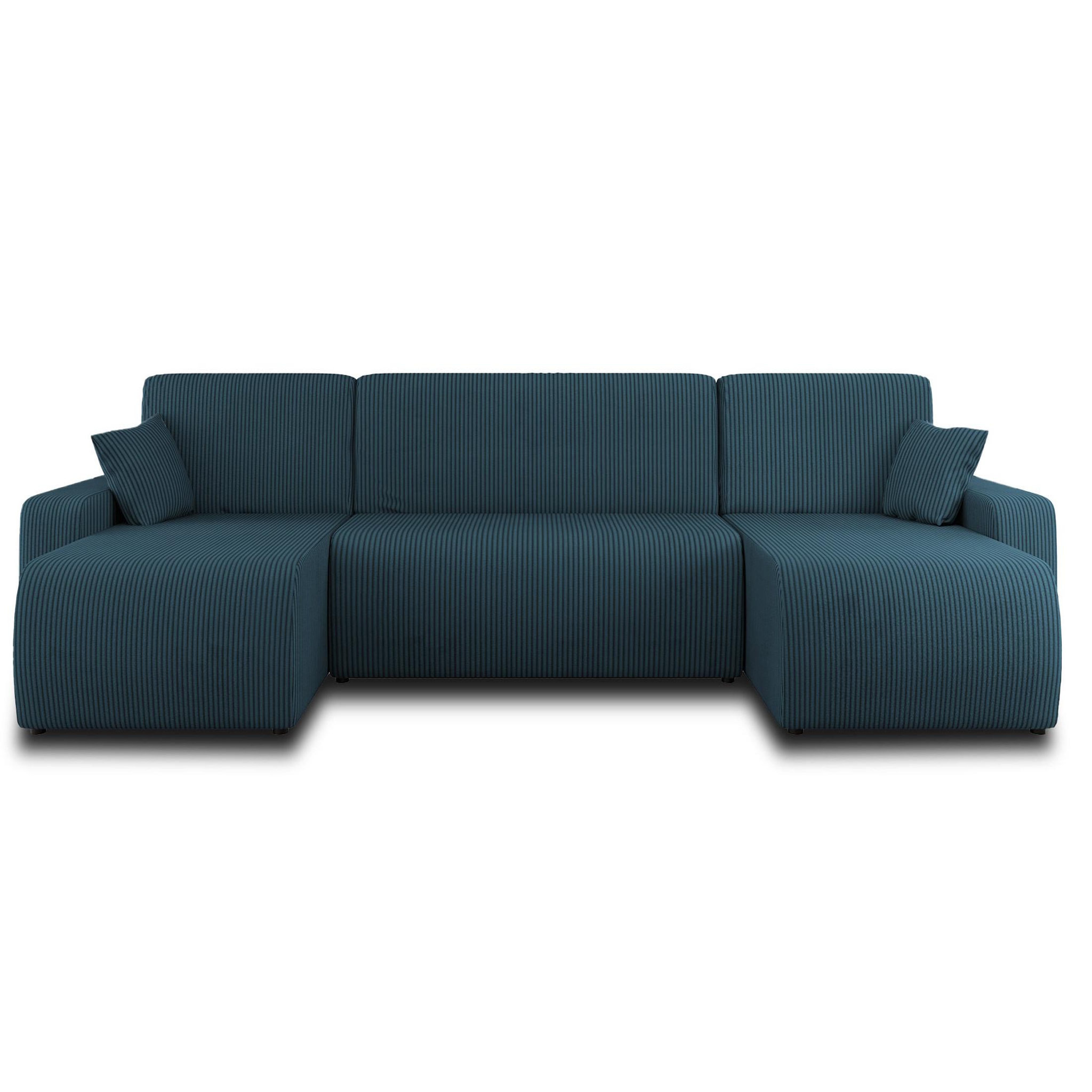 Voir la diapositive 6 : BEST MOBILIER Artemisa - canapé panoramique en u - 7 places - convertible avec coffre - en velours côtelé