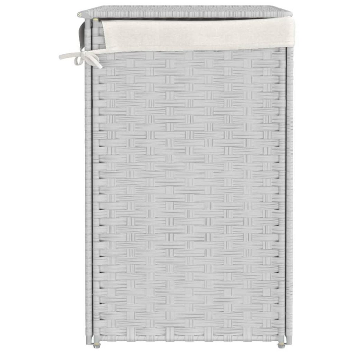 VIDAXL Panier a linge avec 2 sections blanc 53x35x57 cm resine tressee