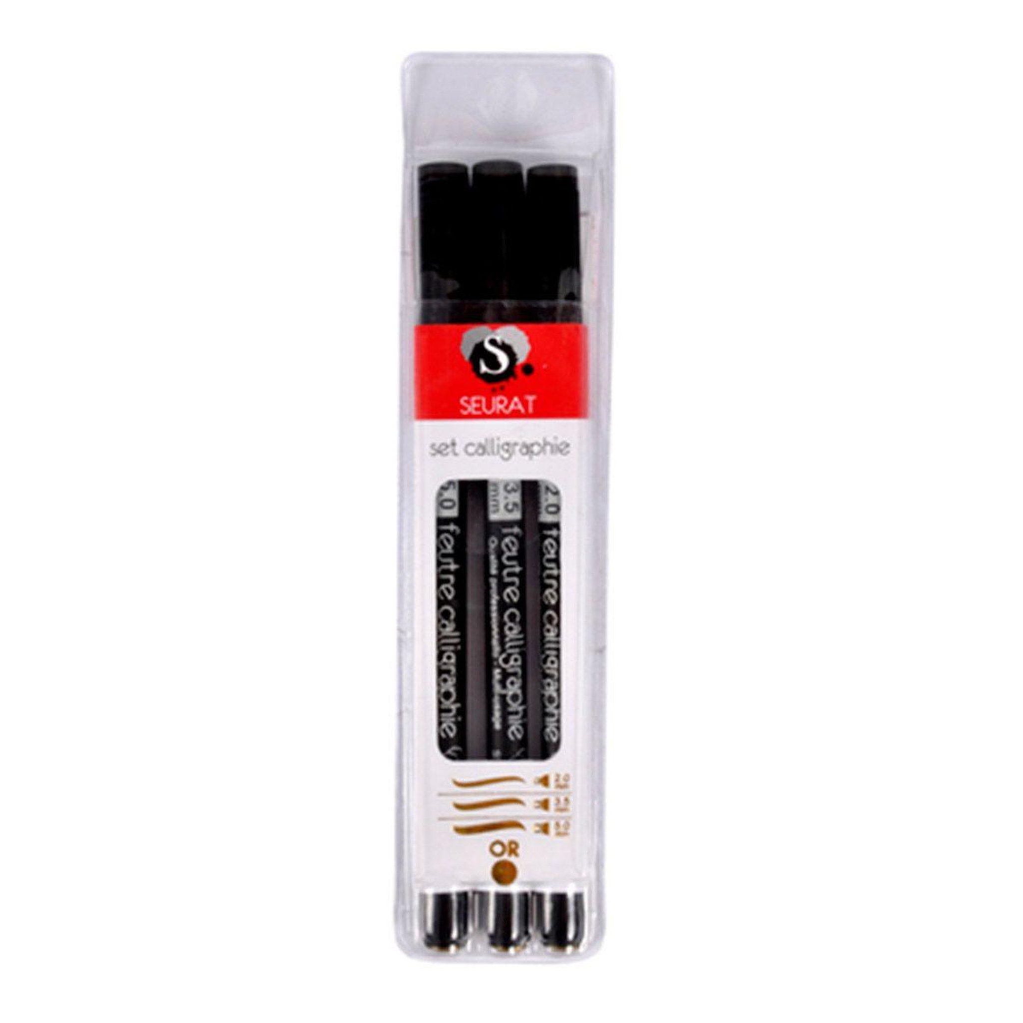 Voir la diapositive 2 : HOMEA Lot de 3 Stylos  Calligraphie  19cm Or