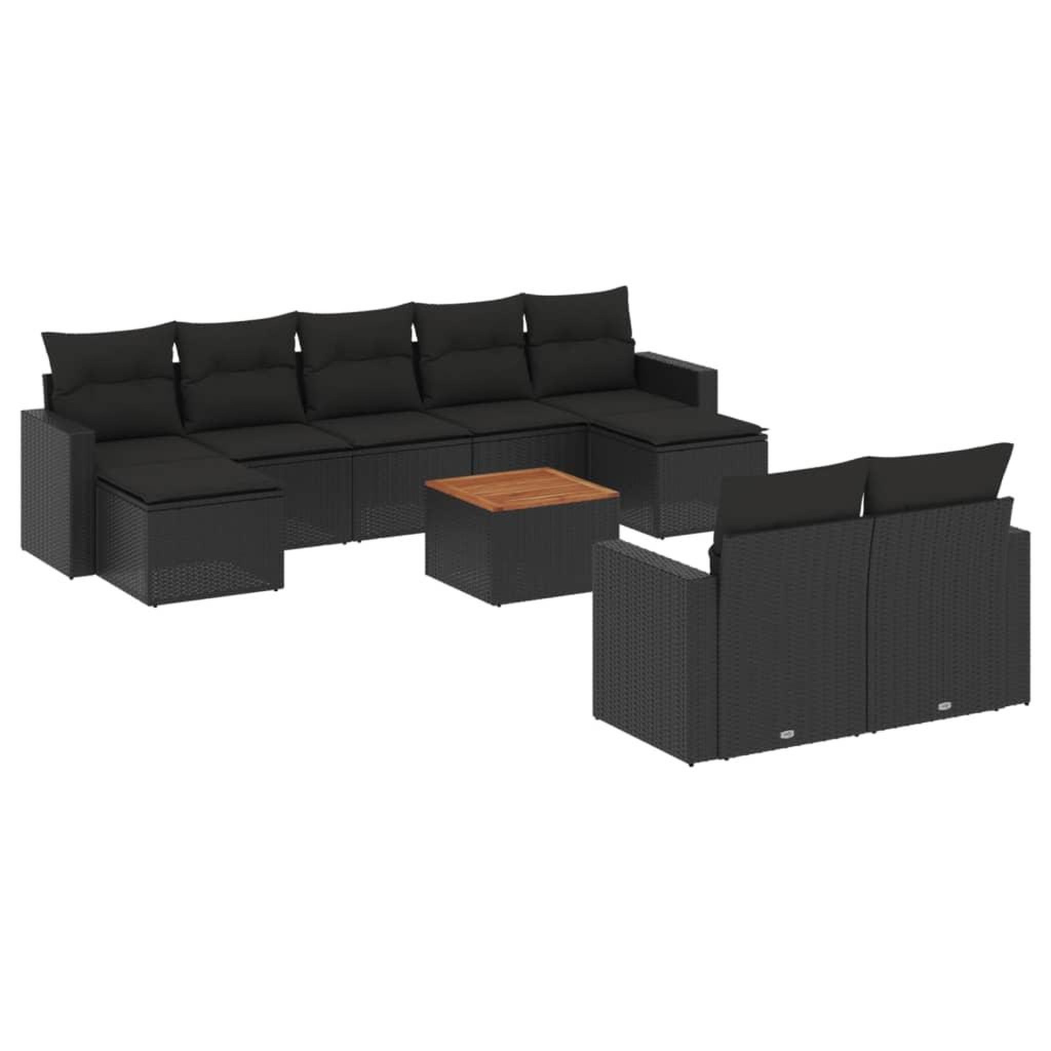 Voir la diapositive 2 : VIDAXL Salon de jardin 10 pcs avec coussins noir resine tressee