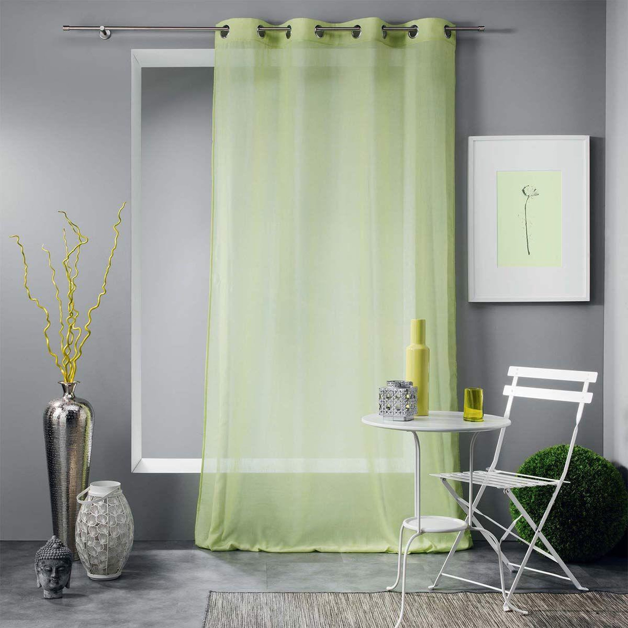 Voir la diapositive 3 : Douceur d'Intérieur Rideau voilage à œillets  mitsy  140x240cm vert