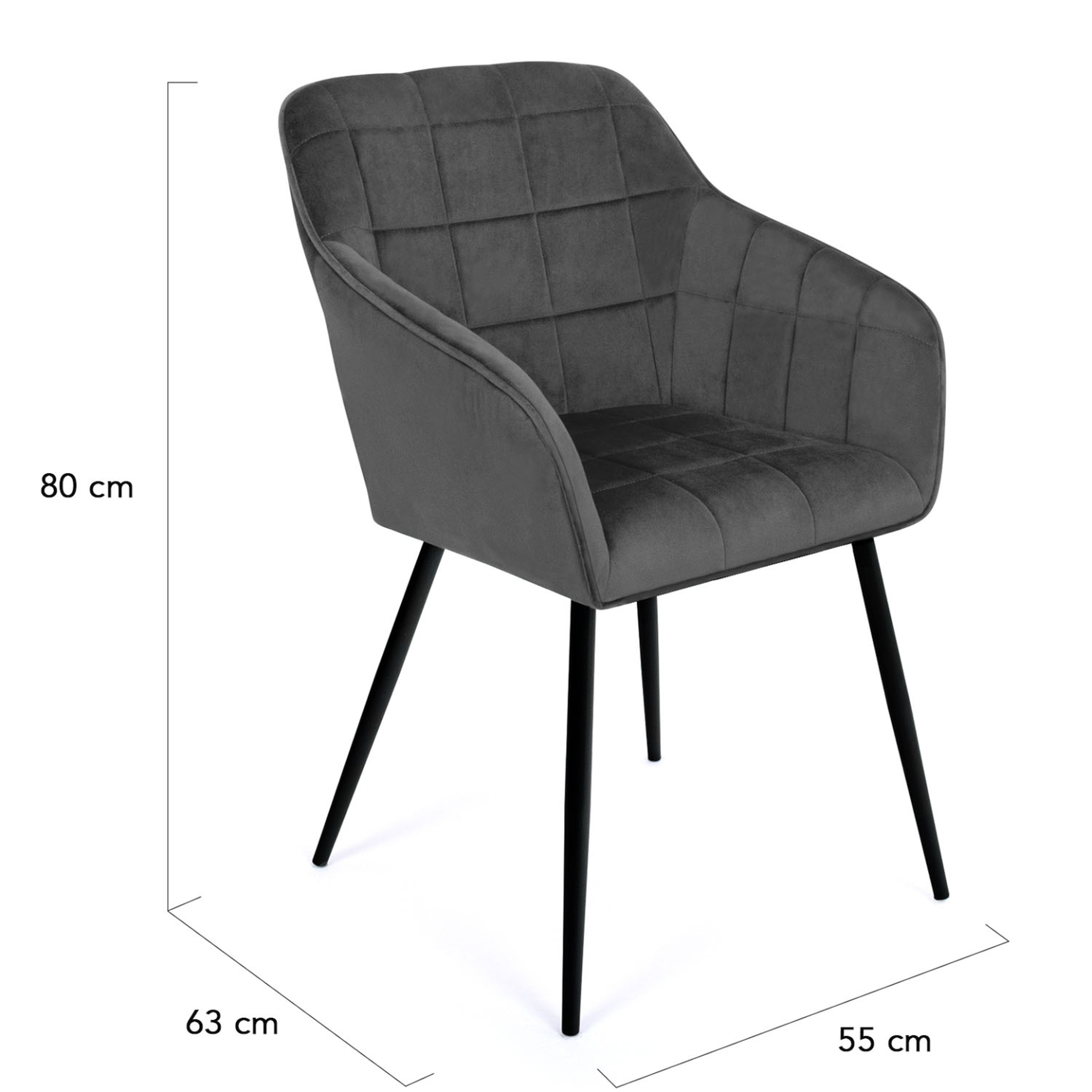 Voir la diapositive 5 : ID MARKET Lot de 2 chaises de salle à manger, fauteuils de table mady en velours gris foncé