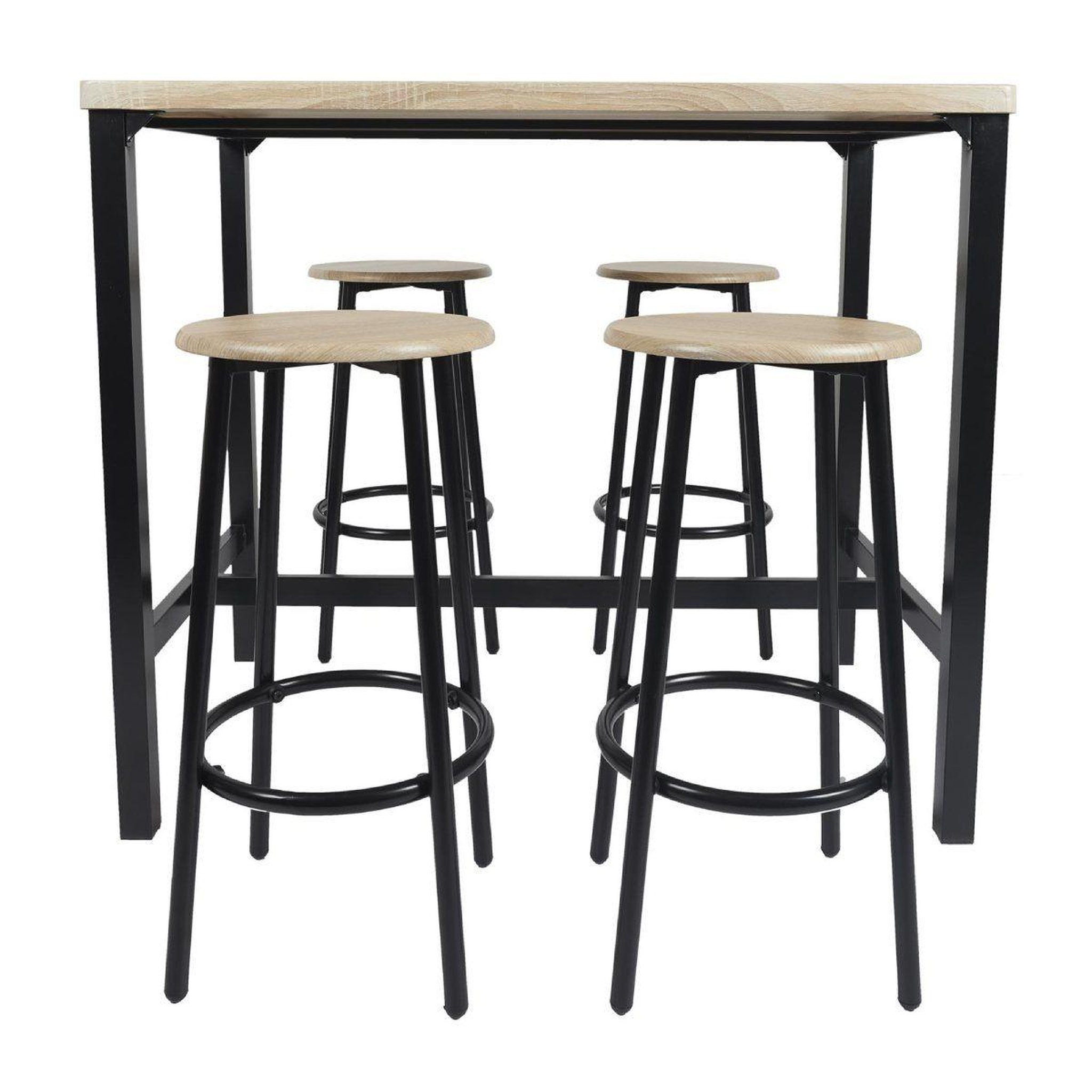 The Home Deco Factory Ensemble Table de Bar & 4 Tabourets  Loka  100cm Noir