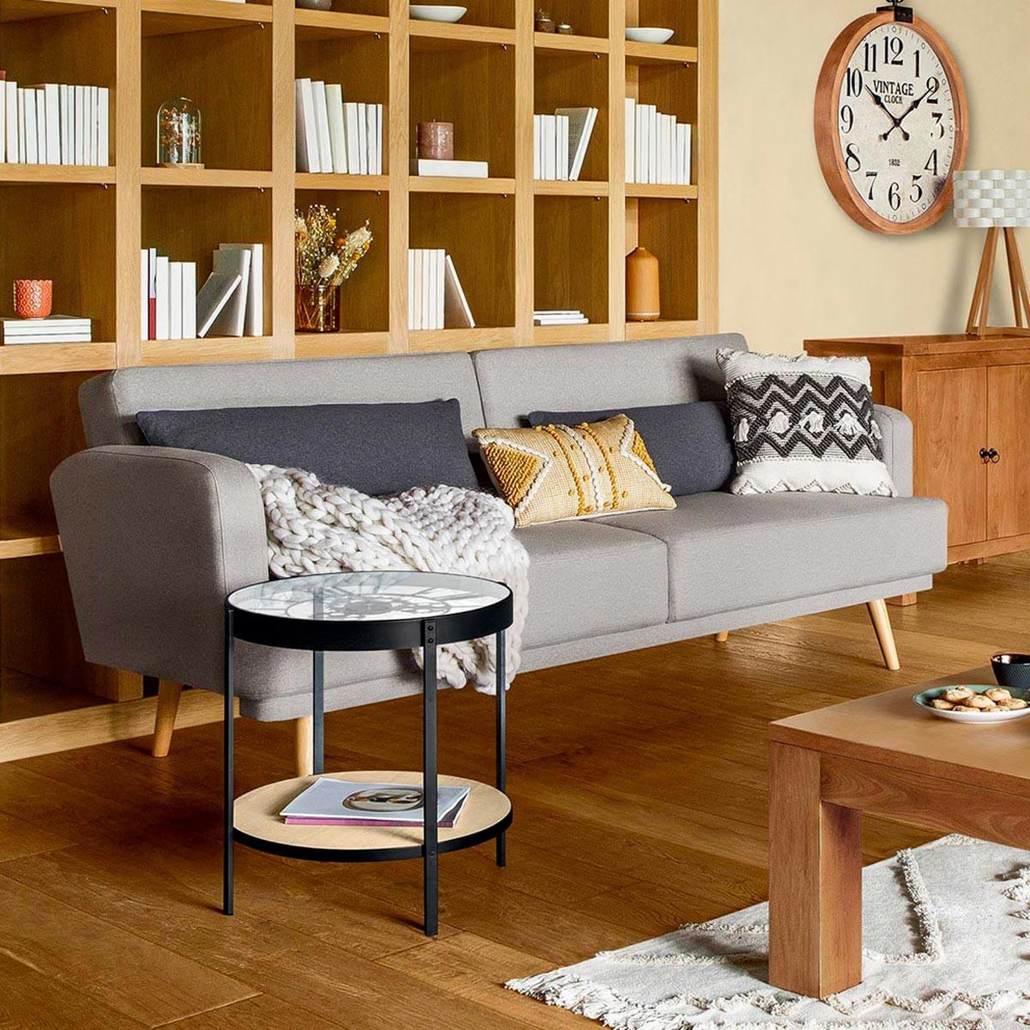 Voir la diapositive 4 : Paris Prix Canapé convertible 3 places  jack  214cm gris clair
