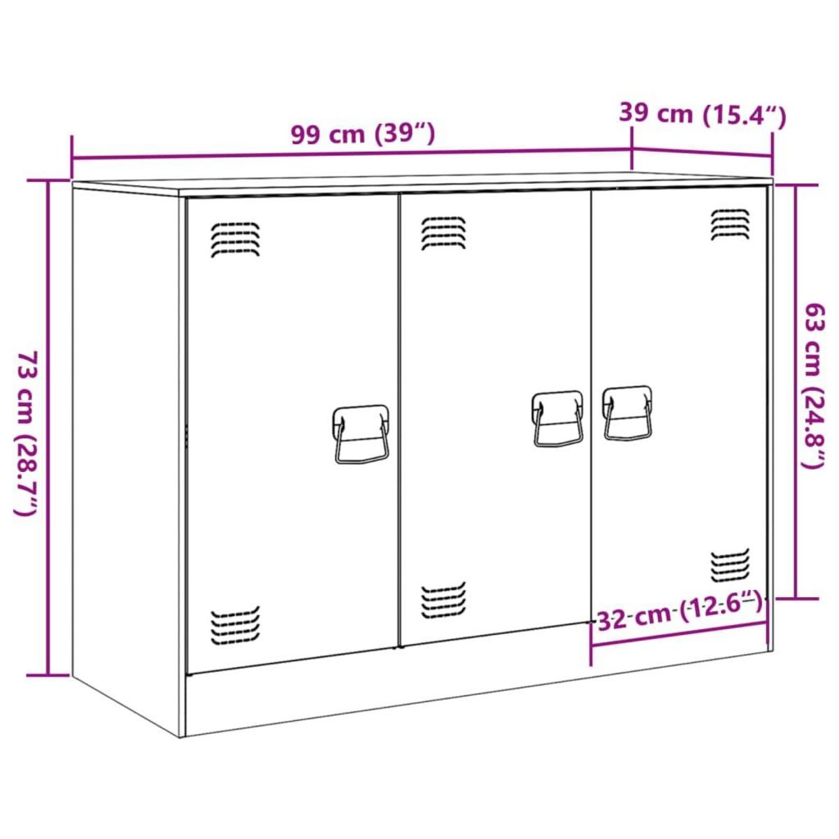VIDAXL Buffet vert olive 99x39x73 cm acier