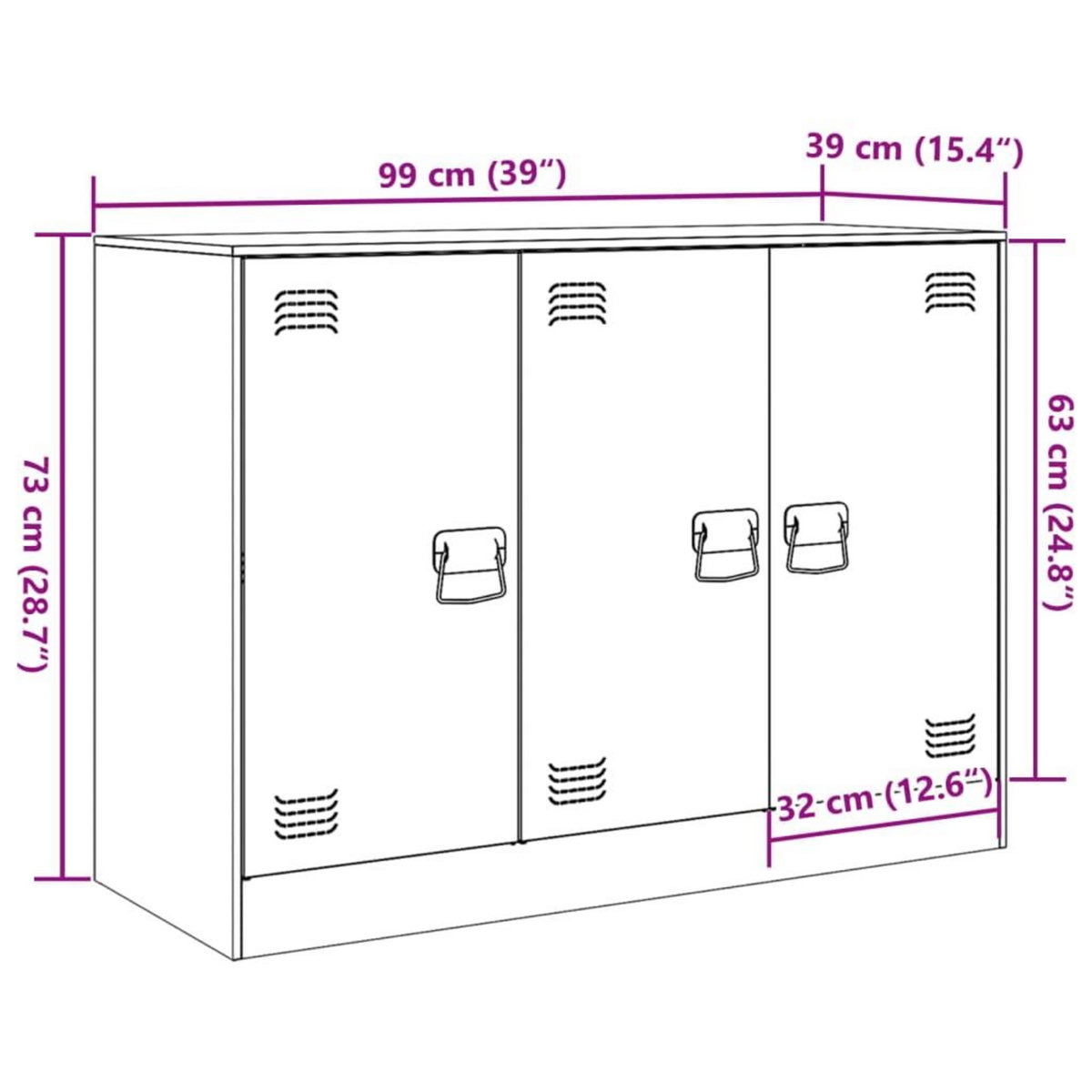 VIDAXL Buffet vert olive 99x39x73 cm acier