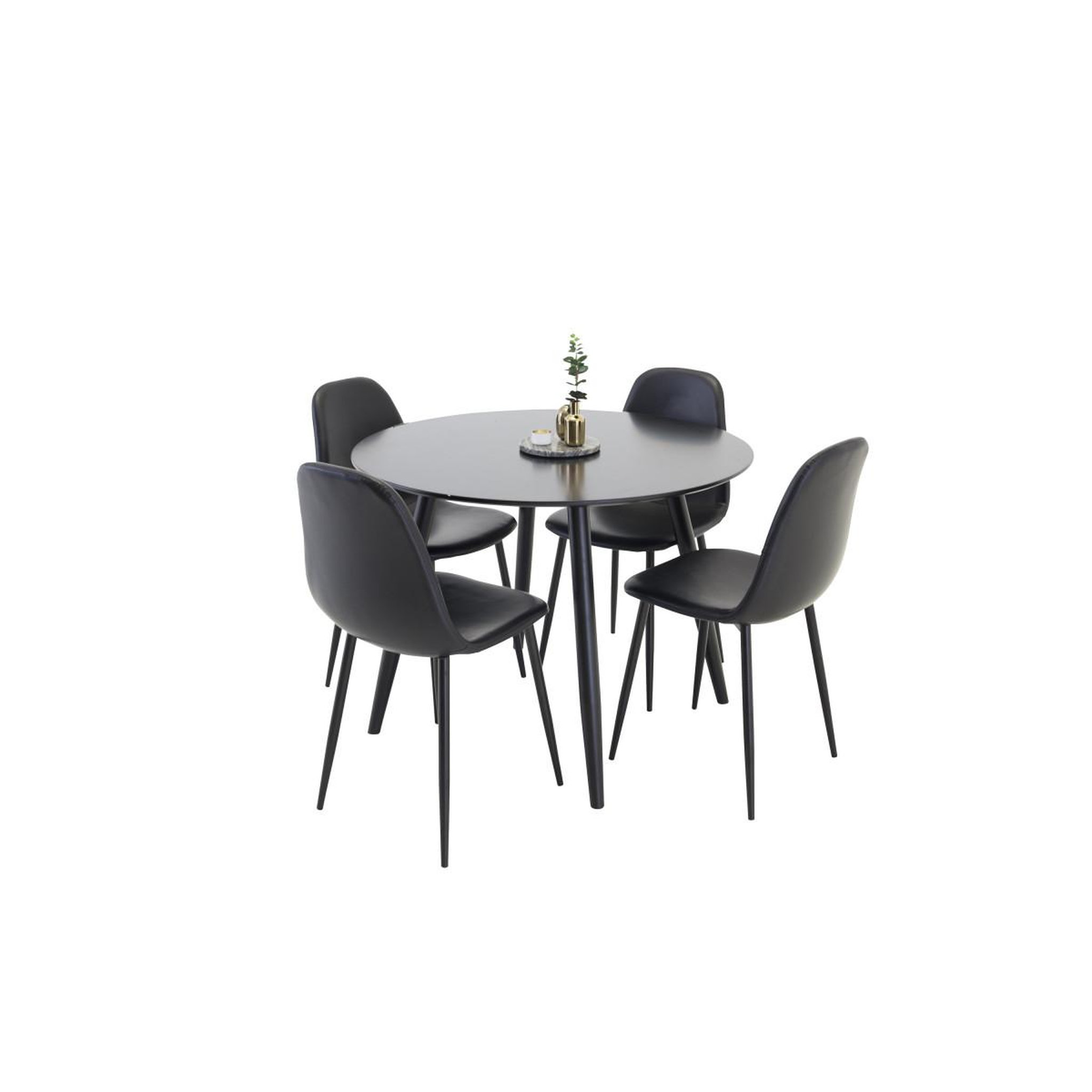 Voir la diapositive 2 : Paris Prix Ensemble table à manger & 4 chaises  plaza & polar i  100cm noir