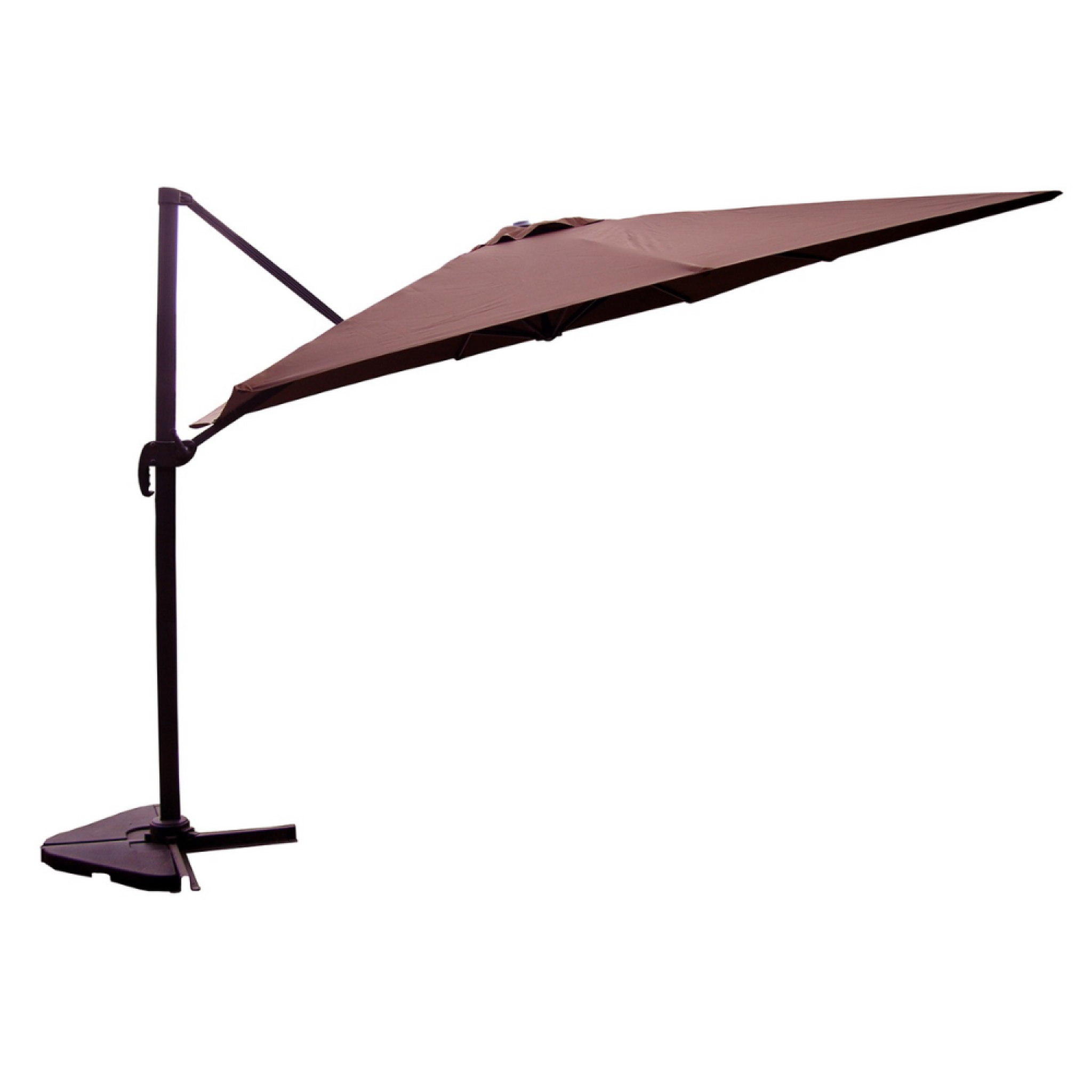 CONCEPT USINE Parasol  marron déporté carré 3 x 3 m rotatif à 360 PALATINO