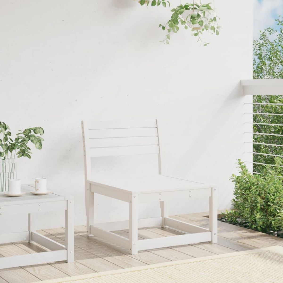 VIDAXL Canape de jardin blanc bois de pin massif