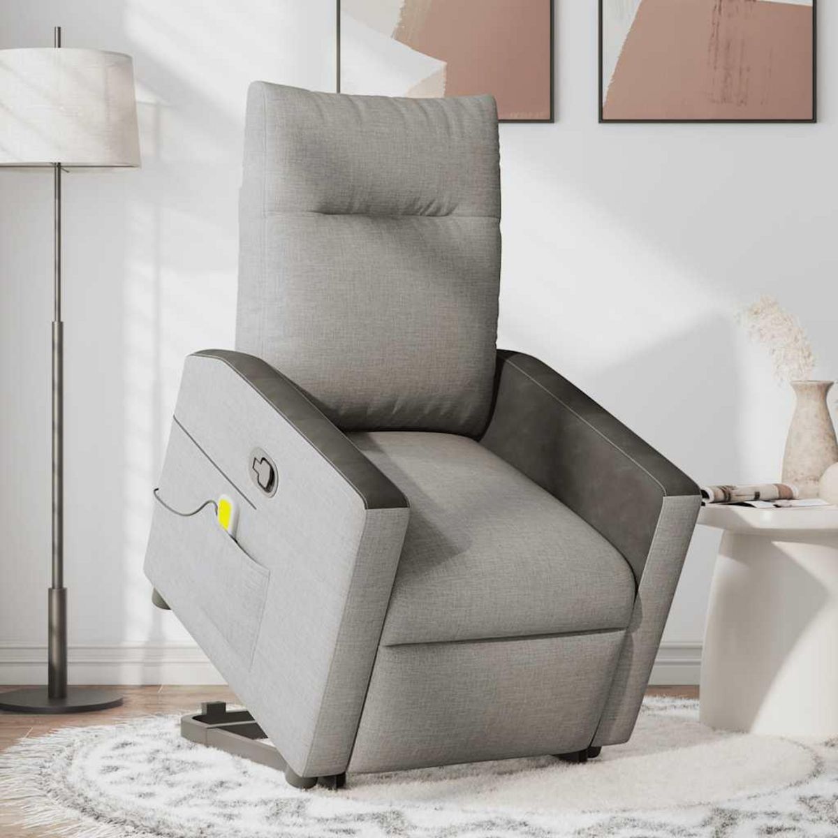 VIDAXL Fauteuil de massage inclinable gris nuage tissu