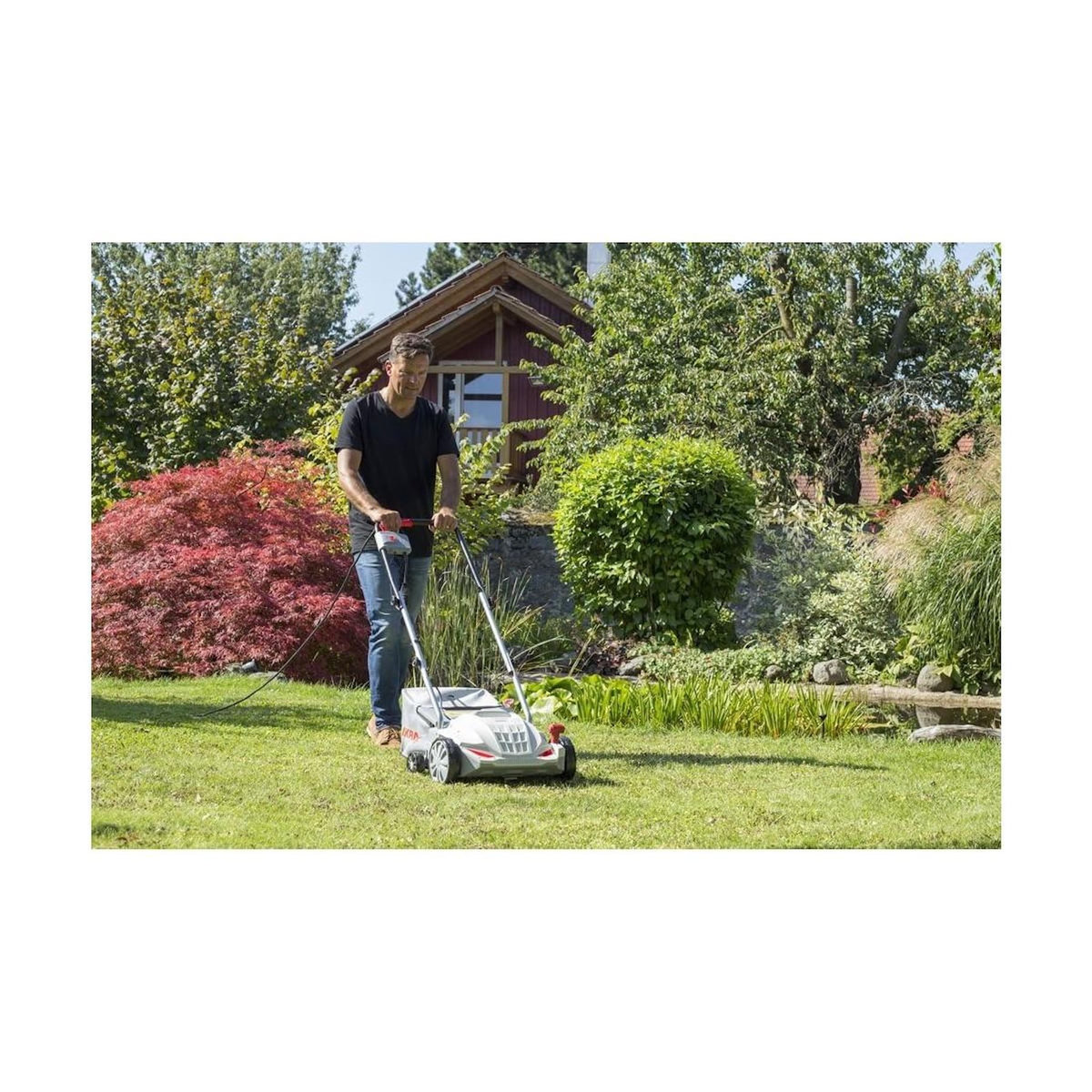 Ikra Scarificateur à gazon électrique 1500W, 32cm - Aérateur de pelouse 2en1 scarification & émoussage, bac 30L Entretien gazon IKRA