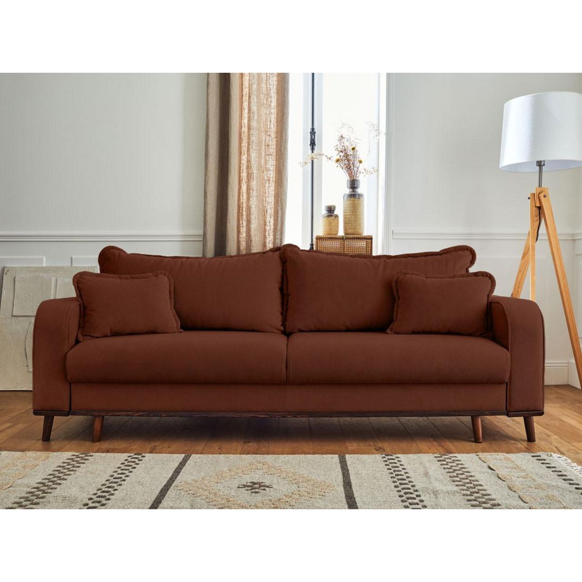 LISA DESIGN Albane - canapé 3 places - convertible avec coffre - en velours côtelé