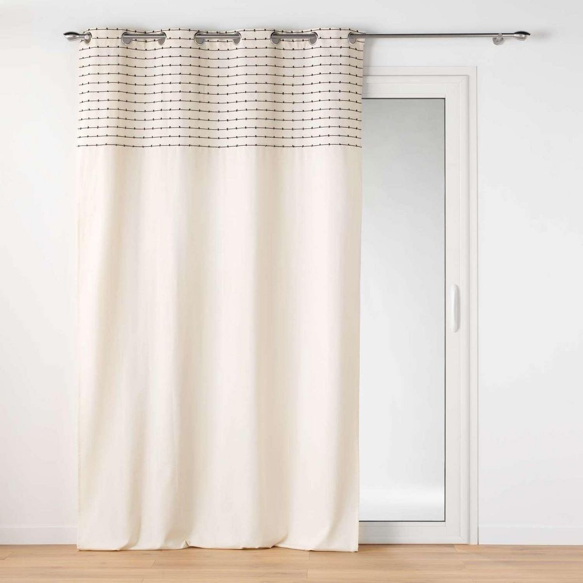 Douceur d'Intérieur Rideau à œillets CANNA - Coton recyclé GRS - 140 x 240 cm - Ecru