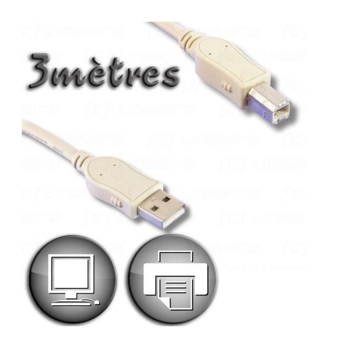 LINEAIRE Cable USB 2.0 A male / Type B male 3m