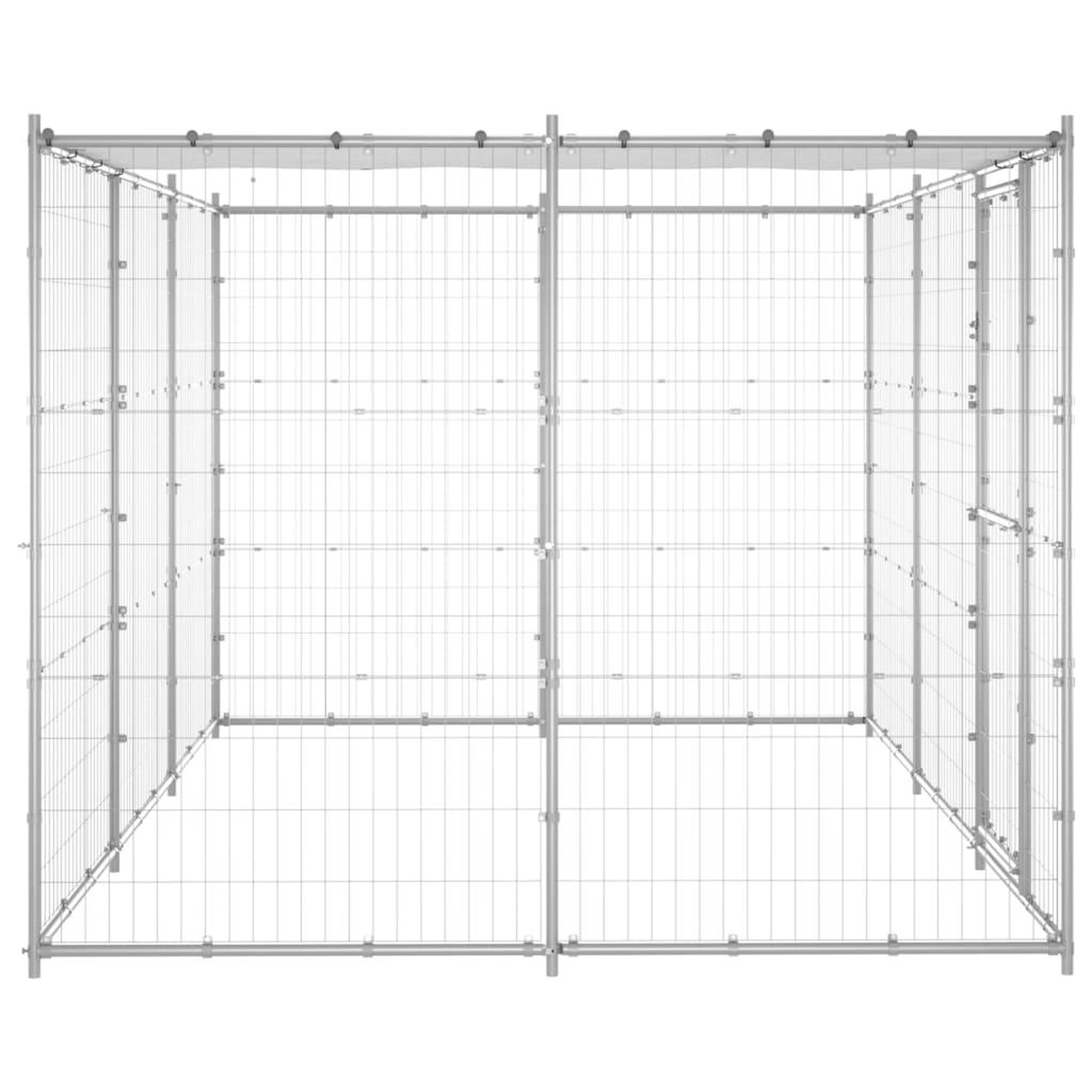 Voir la diapositive 3 : VIDAXL Chenil exterieur Acier galvanise avec toit 7,26 m²