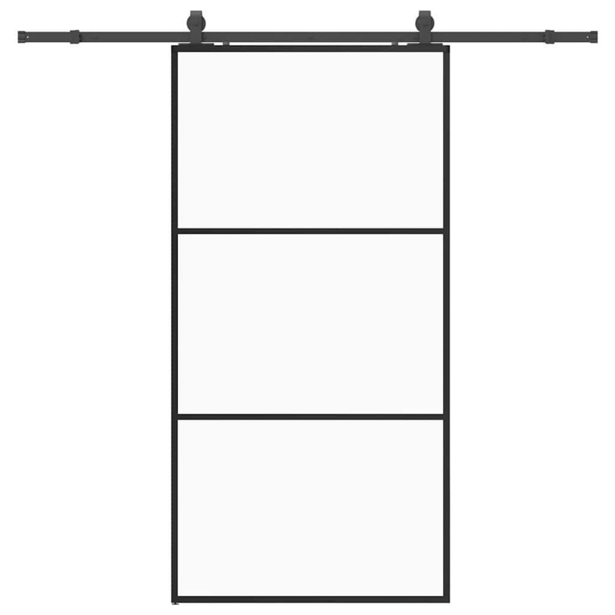 VIDAXL Porte coulissante kit de quincaillerie noir 102x205cm verre ESG