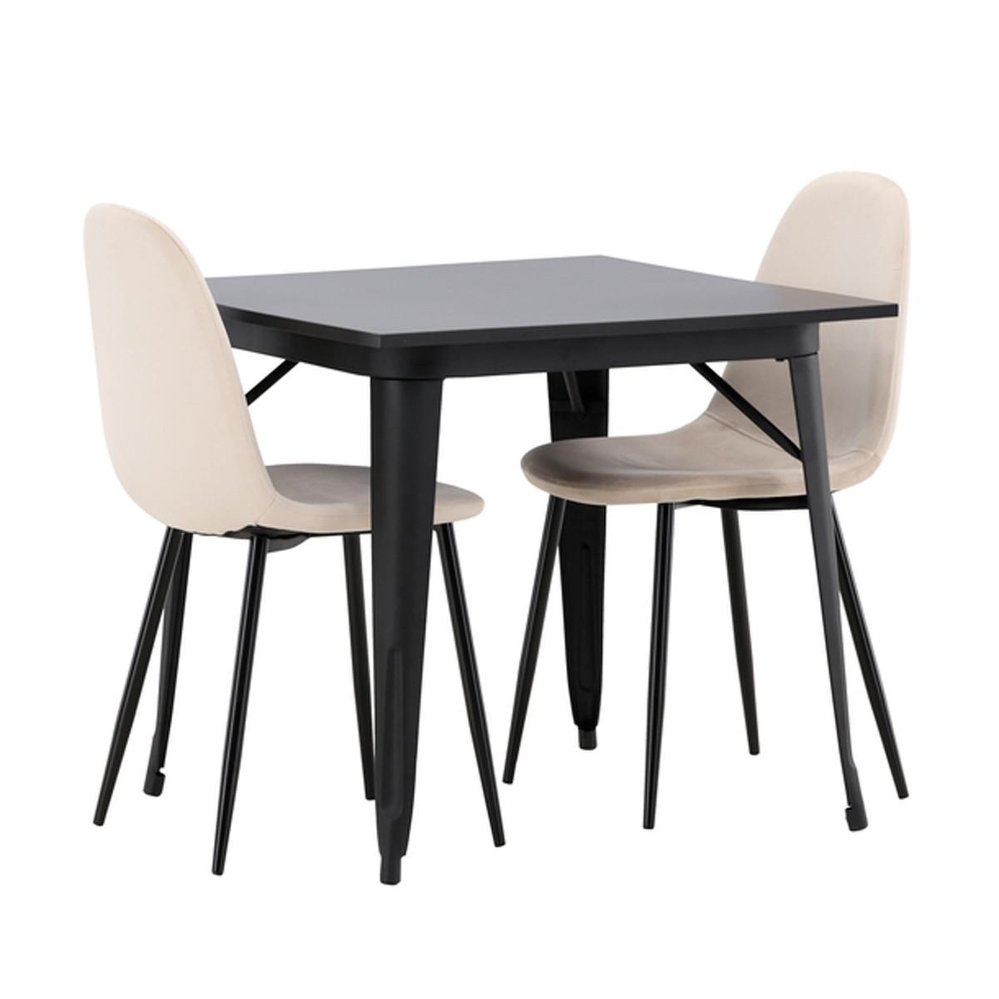 Paris Prix Ensemble table à manger & 2 chaises  tempe & polar  80cm noir & beige