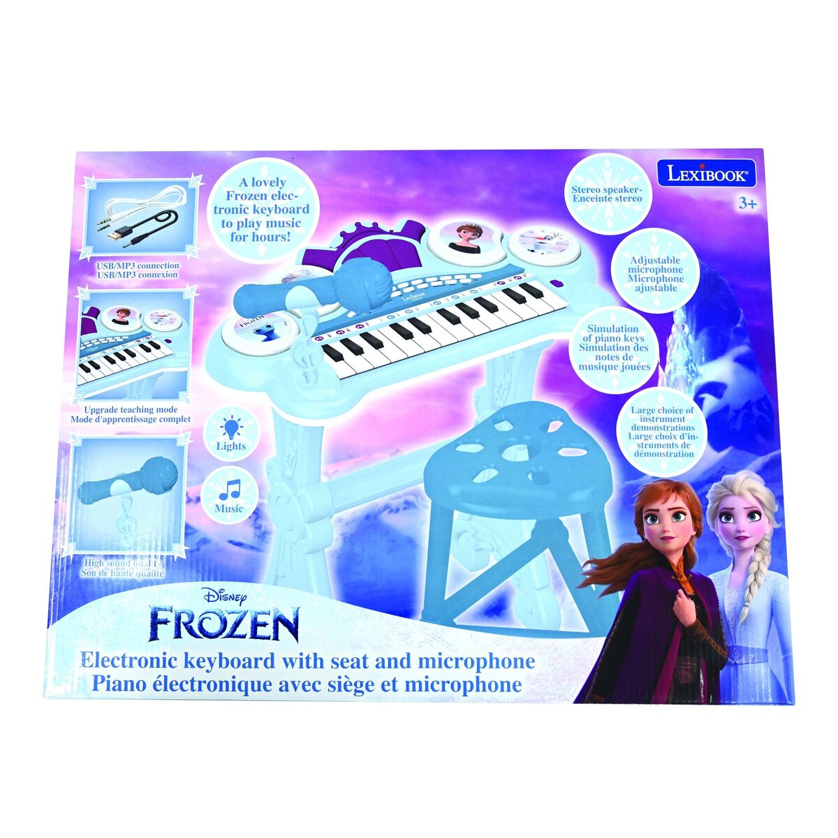 Lexibook Piano électronique La Reine des Neiges avec siège et micro