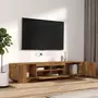 VIDAXL Ensemble de meubles TV avec lumieres LED 2 pcs Chene fume