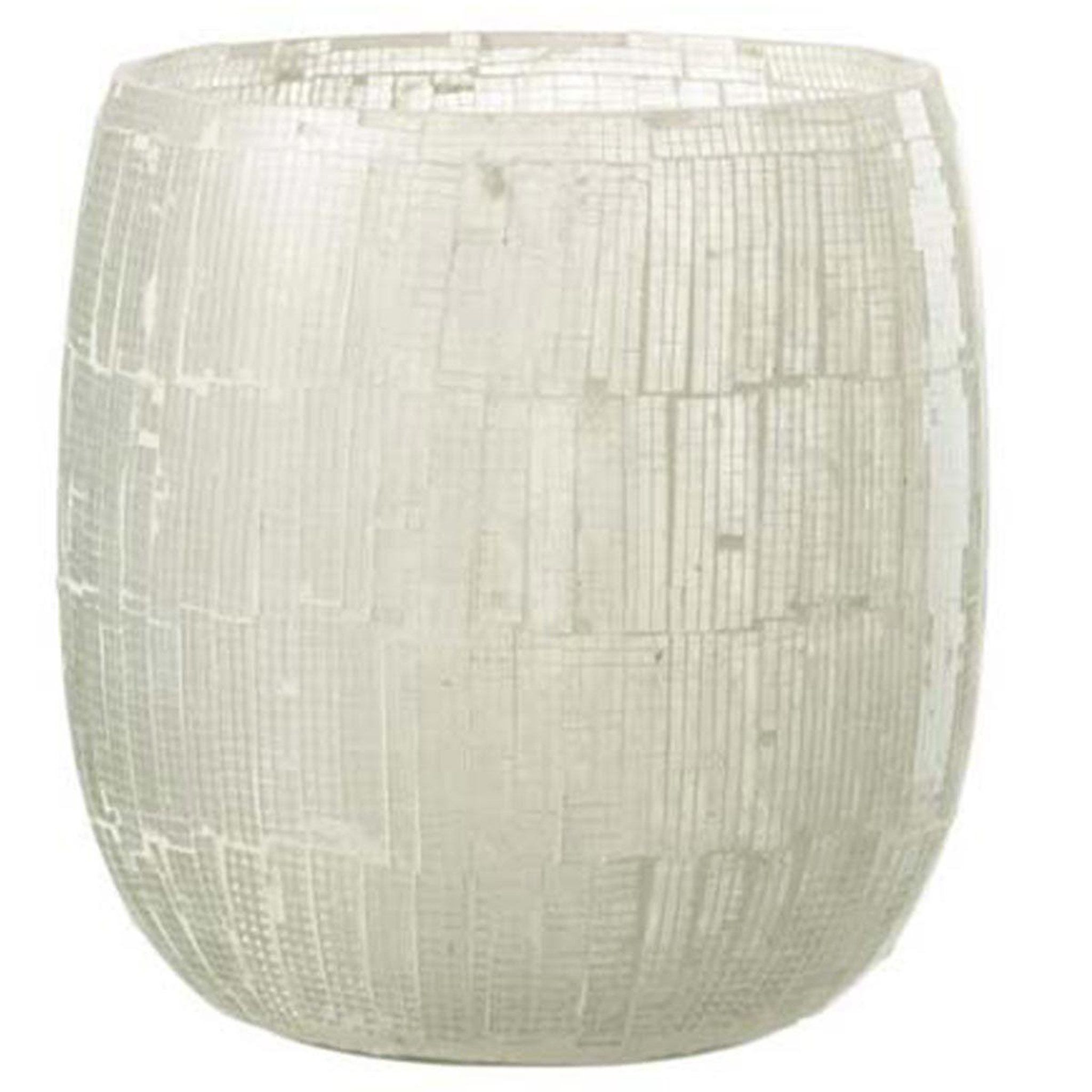 J-LINE Photophore Rond Design  Mosaïque  16cm Gris