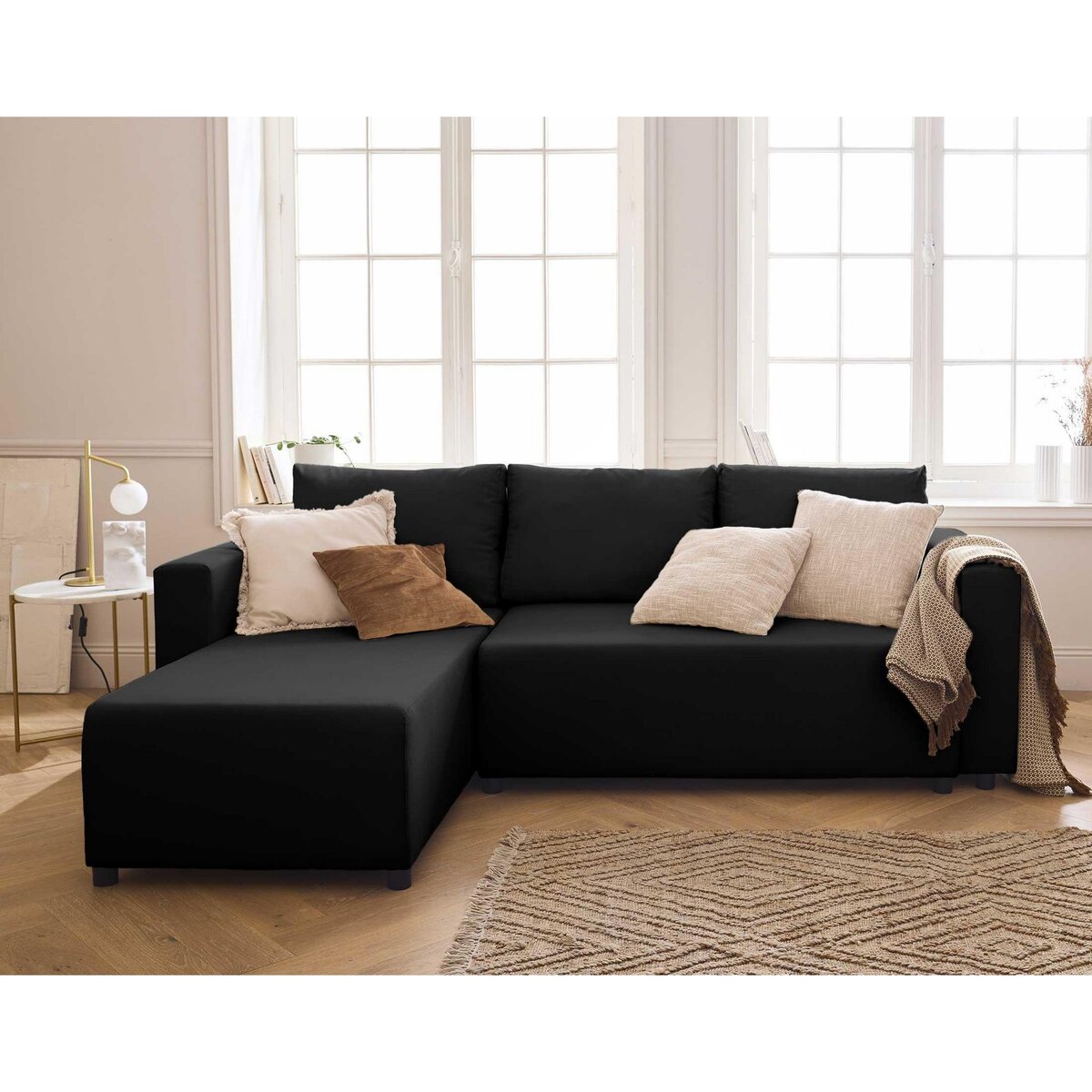 BEST MOBILIER Regala - canapé d'angle réversible - 4 places - convertible avec coffre - en tissu