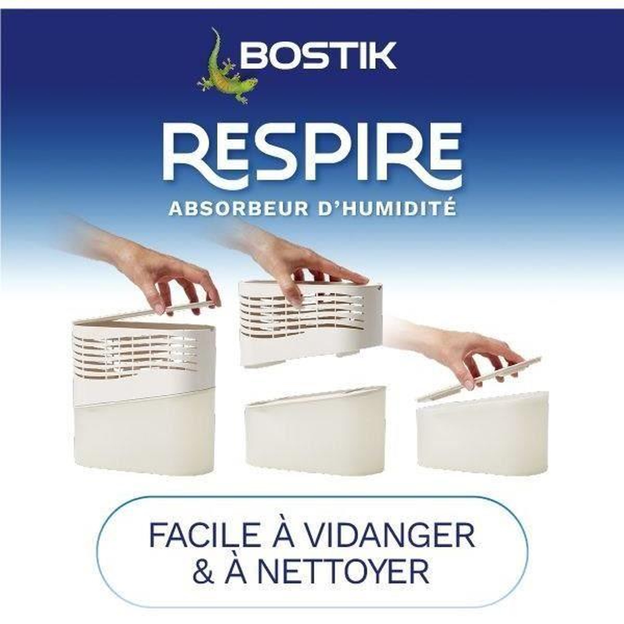 Voir la diapositive 5 : BOSTIK Absorbeur d'humidité - bostik - respire - jusqu'a 25 m² - 2 recharges sans parfum - 2 x 250 g